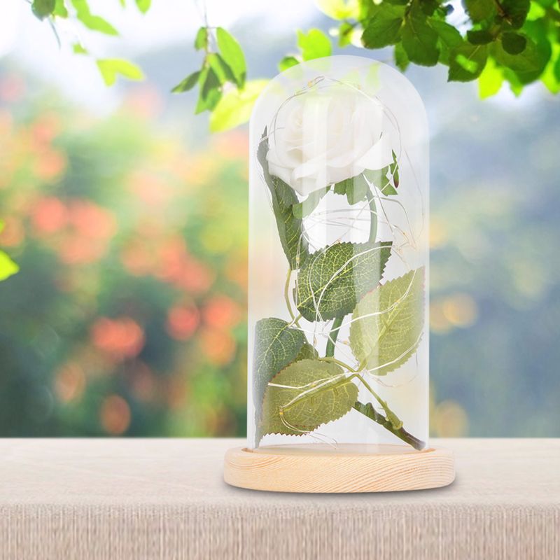 Led-beleuchtete Rose Mit Glasfuß, Ideales Geschenk Zum Valentinstag Oder Zur Hochzeit (weiß)