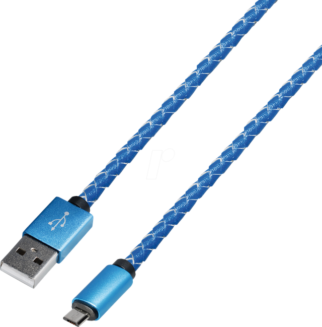 MATR M11L - Sync- & Ladekabel, USB A -> Micro, 1,0m, Leder, blau
