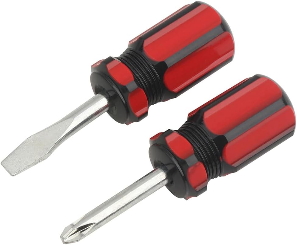 Set Aus 2 Kleinen Kurzen Schraubendrehern (kreuzschlitz- Und Schlitzschraubendreher 85 Mm X 23 Mm) Für Den Einsatz In Beengten Räumen.