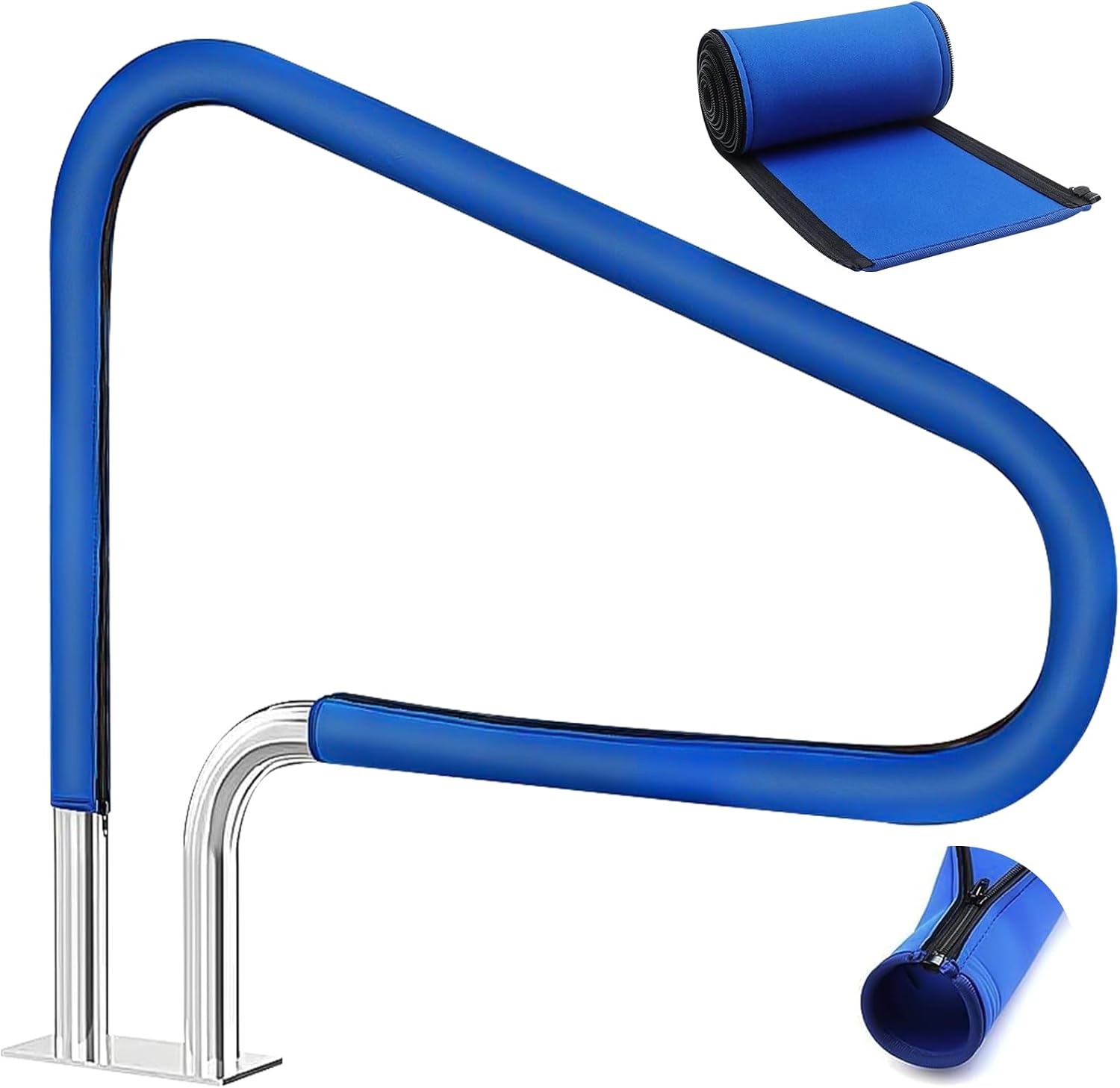 Handlaufabdeckung Für Schwimmbecken, 120 Cm, Rutschfeste Abdeckung Für Schwimmbeckengriffe Mit Rutschfestem Reißverschluss, Für Schwimmbäder, Spas Und Wasserparks