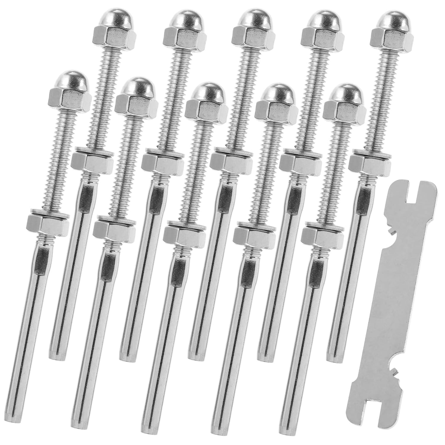 Edelstahl-kabelgeländersystem-set Mit 1/8"-gewindeenden, Spannzubehör Für Terrassen Im Innen- Und Außenbereich, 10-teilig, Robust