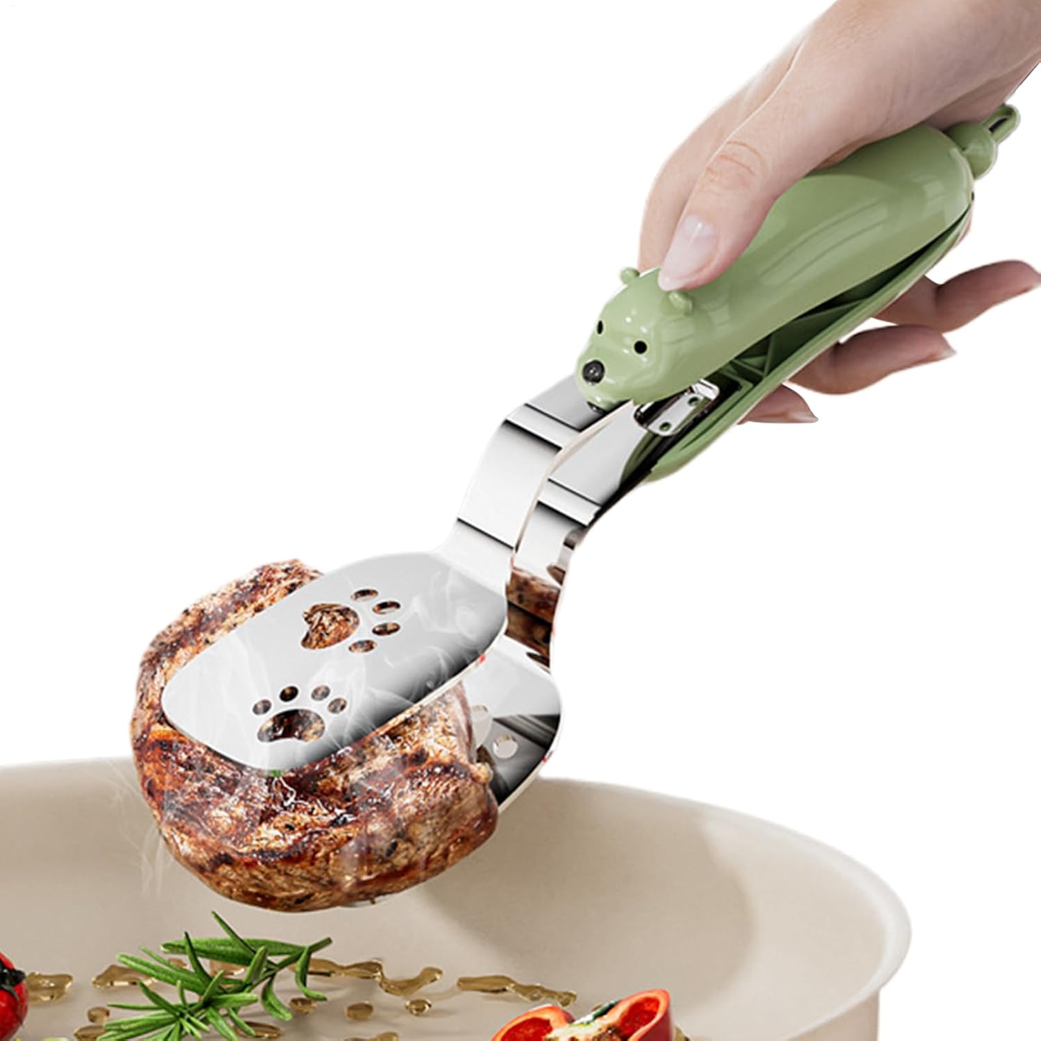 Küchenzange Und Steakspatel Aus Edelstahl Ein Vielseitiges Werkzeug, Geeignet Für Pasta, Grillgerichte, Restaurants, Mahlzeiten, Camping, Salate, Brot, Verschiedene Zutaten, Fleisch, Speck Usw.