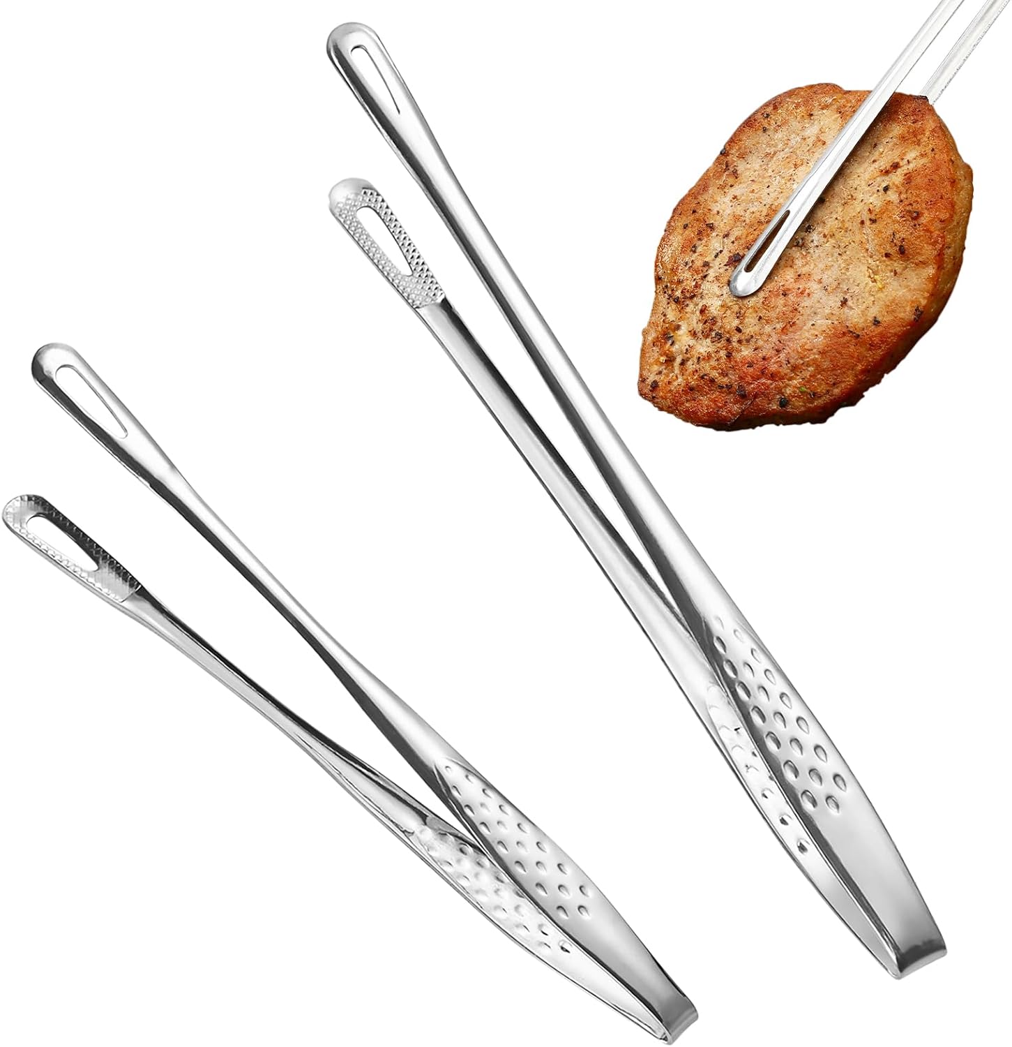 Set Aus 2 Edelstahl-kochzangen (24,5/28,5 Cm) - Multifunktional Zum Grillen, Kochen Und Backen - Robuste Fleischzange Und Spaghettizange