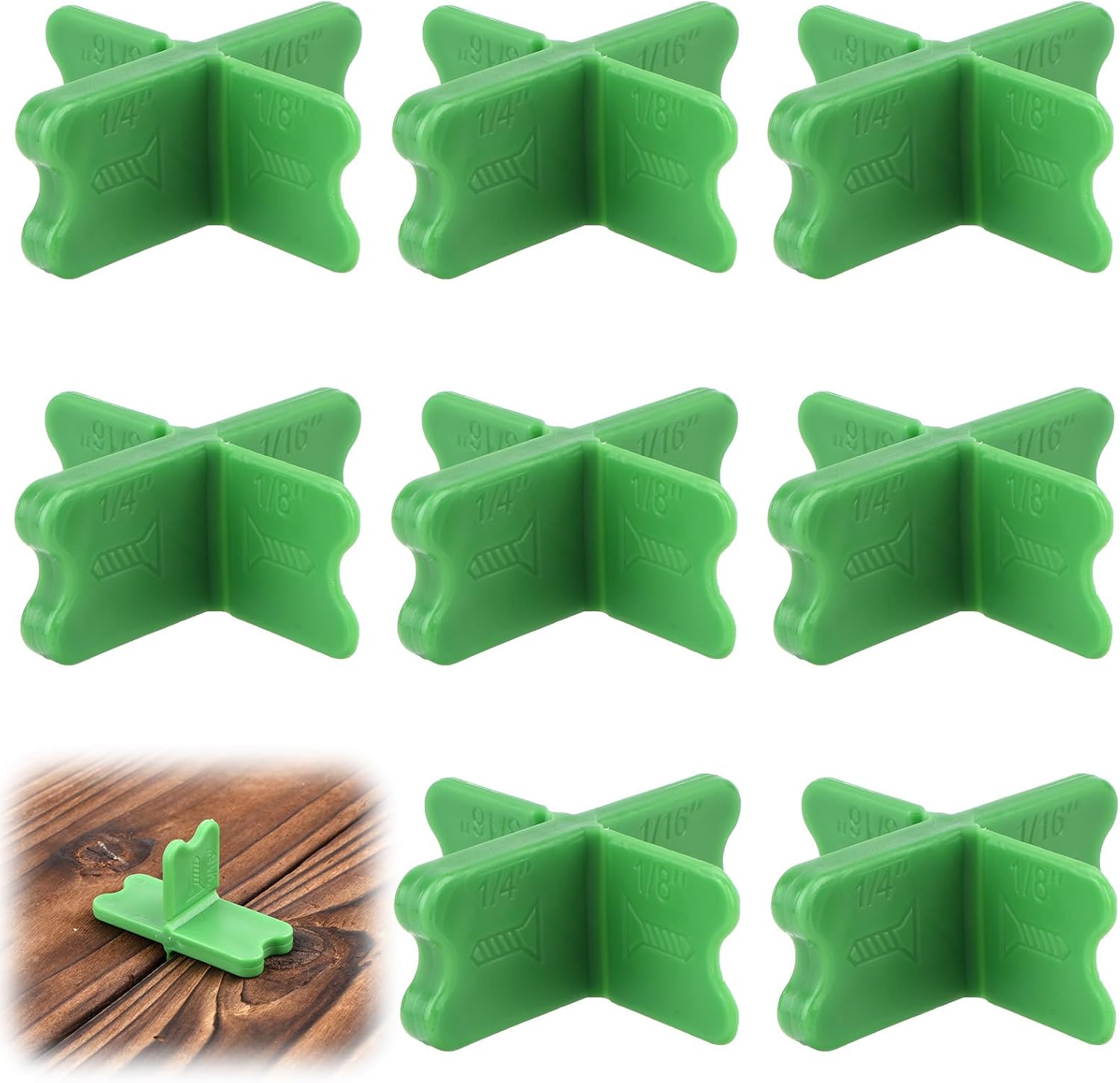 8-teiliges Set Terrassendielen-abstandshalter, 4 Stärken, Verbunddielen-abstandshalter, Mehrgrößen-abs, Robustes Kunststoff-abstandswerkzeug Für Holz, Verbundwerkstoffe, Pvc (grün)