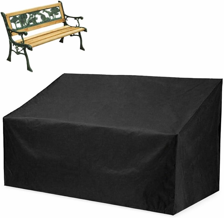 Schutzhülle Aus 210d Oxford-gewebe Für Gartenbänke, Wasserdicht, Uv-beständig Und Reißfest, Mit Verstellbaren Kordelzügen, Für Gartenbänke, Terrassensofas Und Gartenmöbel, 134 X 66 X 89 Cm