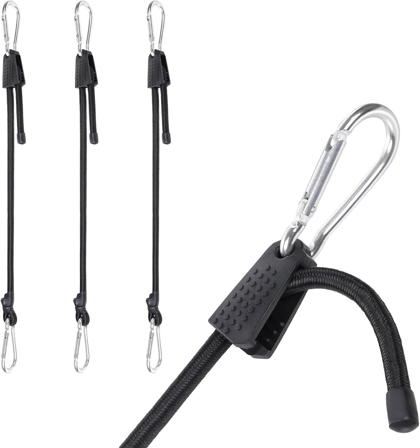 Set Mit 3 Elastischen Bungee-seilen Mit Karabinerhaken, 1 M Verstellbares Elastisches Bungee-seil Mit Robusten Haken Für Sonnensegel, Camping, Planen, Anhänger Und Ladungssicherung