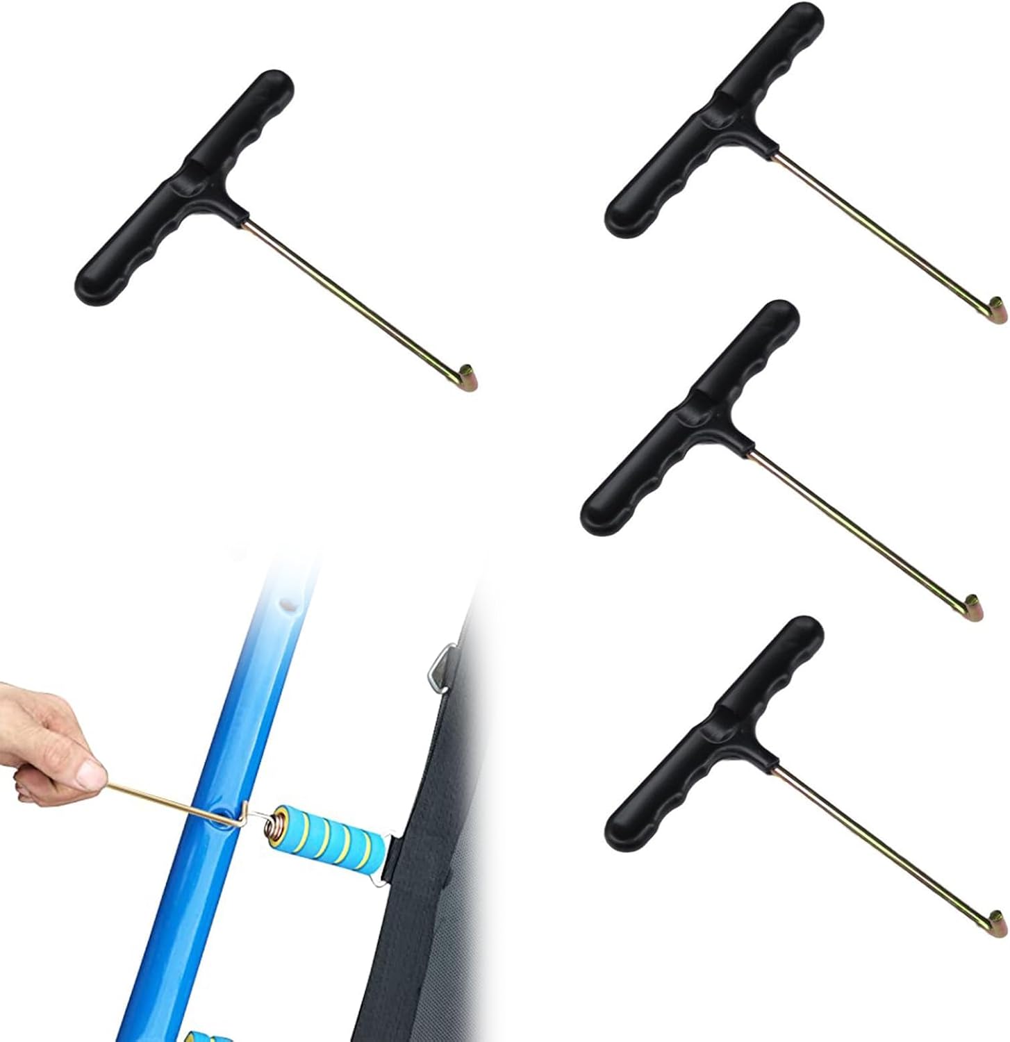 Set Mit 4 Ersatzteilen Für Trampoline: Federspanner, Trampolinfeder, Trampolinzubehör, T-federzubehör, T-haken, Trampolinfederabzieher