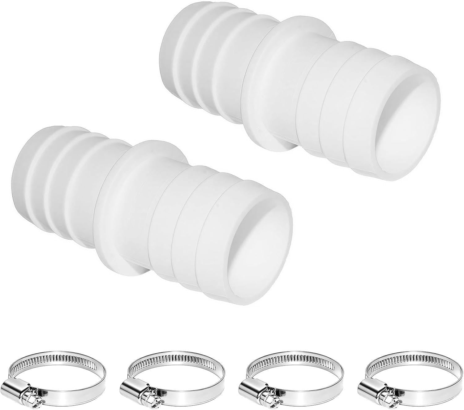 Set Aus 2 38-mm-poolschlauchverbindern Mit 4 Edelstahlklemmen, Gartenschlauchverbinder Und Poolsauger-steckeradapter, Verbinder Für Filtrations-, Reinigungs- Und Wasserzirkulationsschläuche