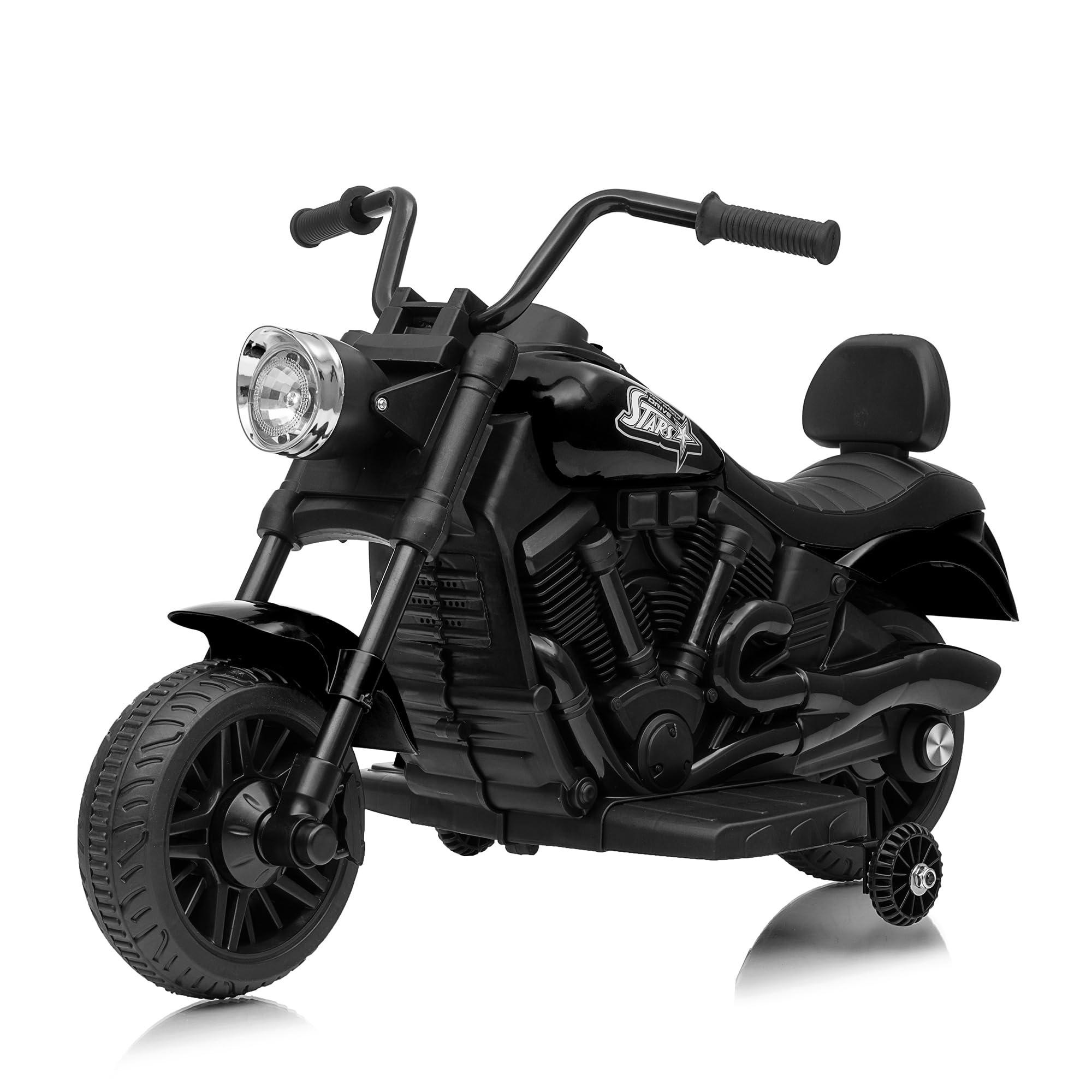 Garvee Elektro-motorrad Für Kinder 6v 4,5ah Dreirad Mit Musik, Scheinwerfer & Stützrädern Elektro-kinderfahrzeug Ab 18 Monaten, Schwarz