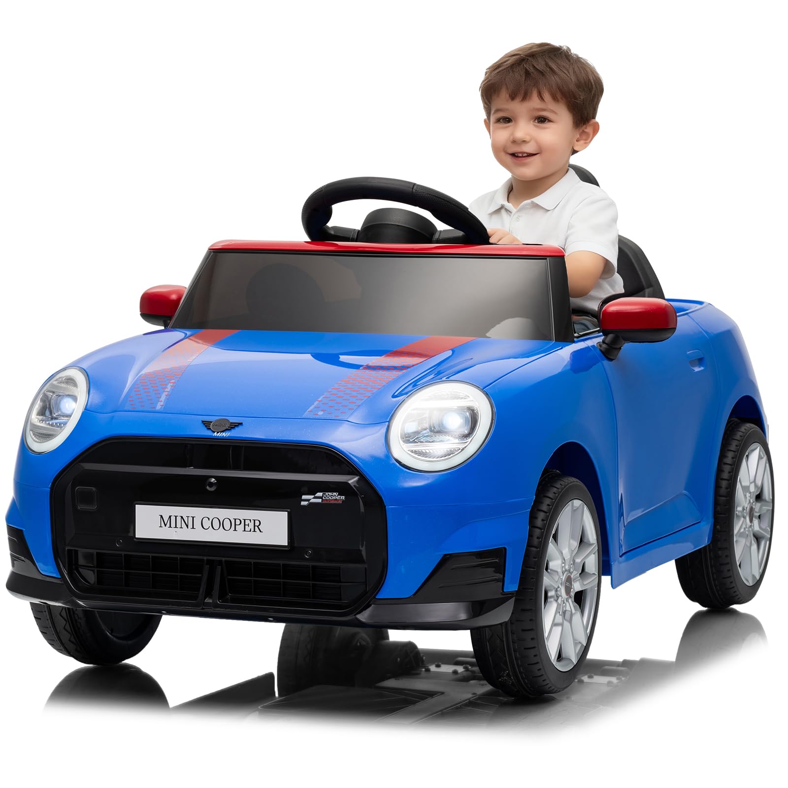 Garvee Elektroauto Mini Cooper Für Kinder, 12v Kinderauto Mit Fernbedienung, Musik Über Bluetooth & Mp3, Led-scheinwerfer, 3-6 Km/h,
