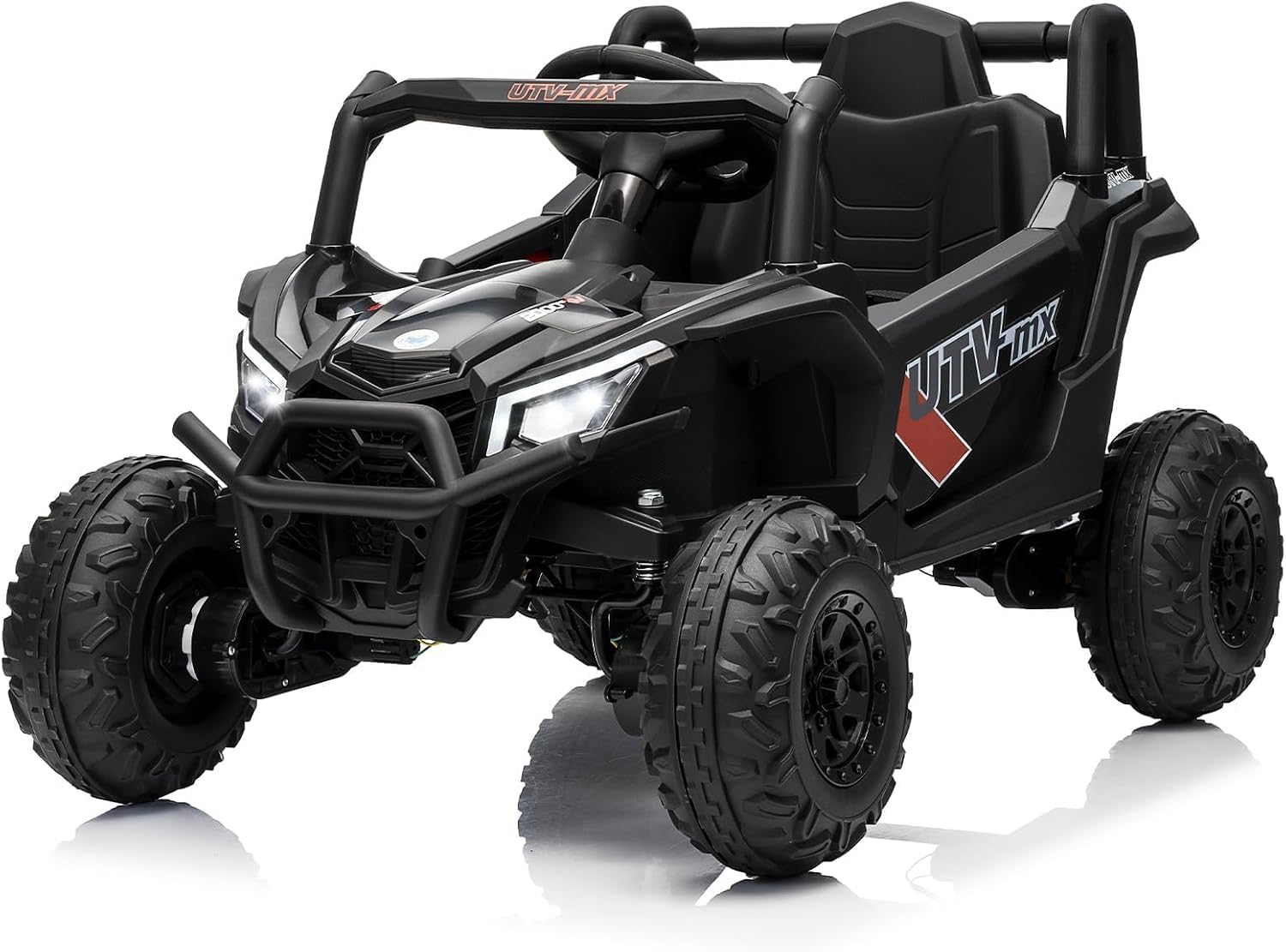 Garvee Elektroauto Für Kinder Ab 3 Jahren, 12v Utv Ride-on Truck Mit Fernbedienung, 2wd/4wd Offroad-fahrzeug Mit 4 Stoßdämpfern, Eva-reifen, Musik & Led, 8 Km/h, Schwarz