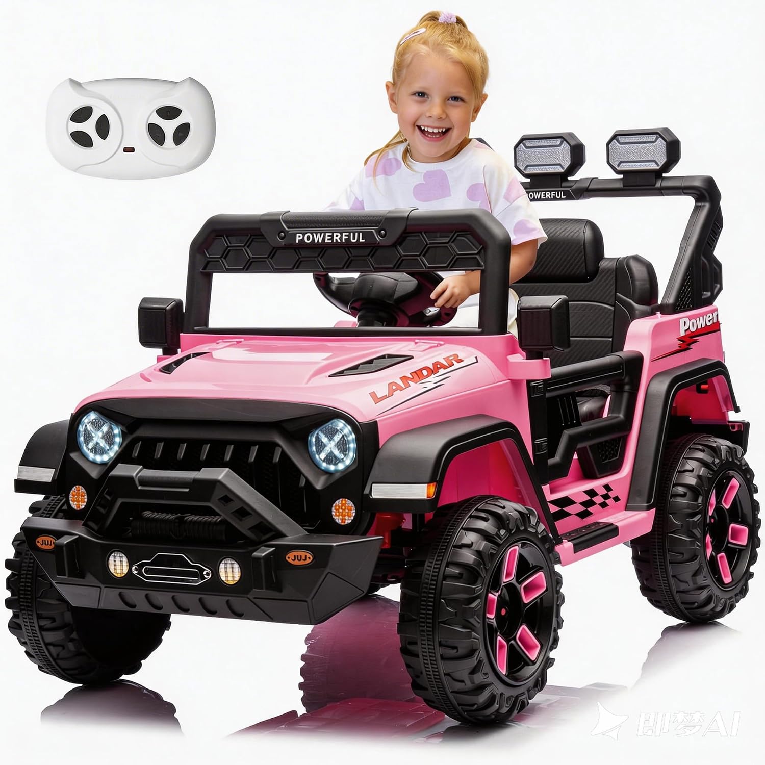 Garvee Elektroauto Für Kinder 12v 7ah, Ferngesteuertes Kinderauto Mit 2 Fahrmodi, Musik & Led-licht, Kinder Elektroauto Ab 1 Jahr, Geburtstagsgeschenk, Rosa