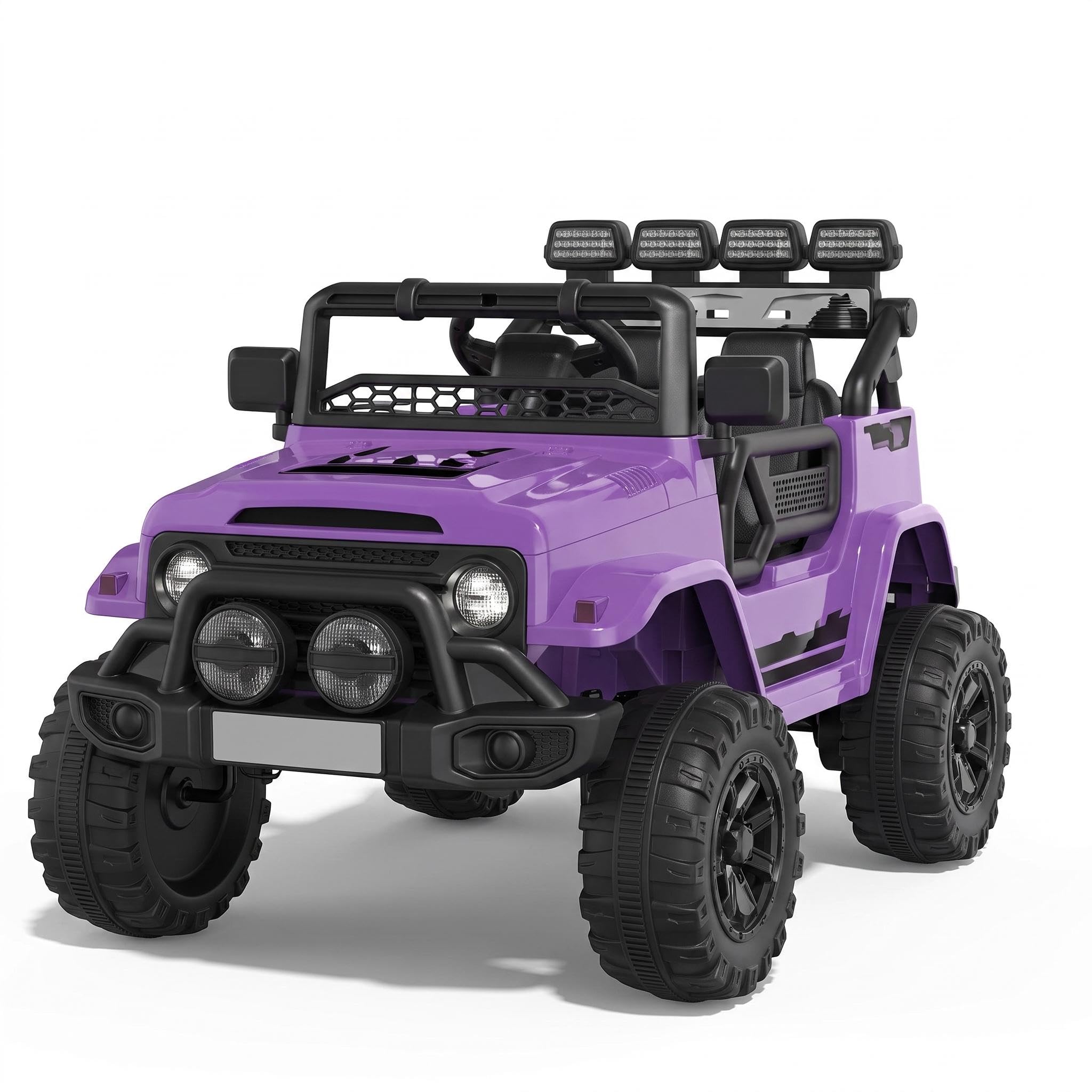 Garvee Elektroauto Kinder 12v, Mit 2.4g Fernbedienung, Led Scheinwerfer, Musik & Wireless, 3 Geschwindigkeiten, Sicherheitsgurt Für 3-8 Jahre, Lila