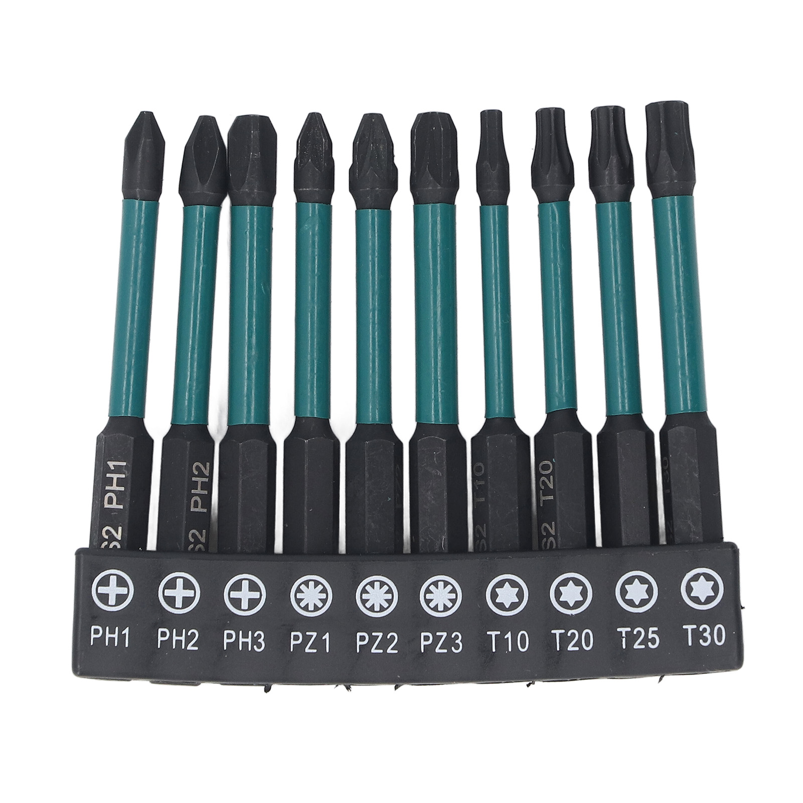 Set Mit 10 1/4"-sechskantschraubendreherbits Aus Schwarz Phosphatiertem S2-legierungsstahl, Schlagfest