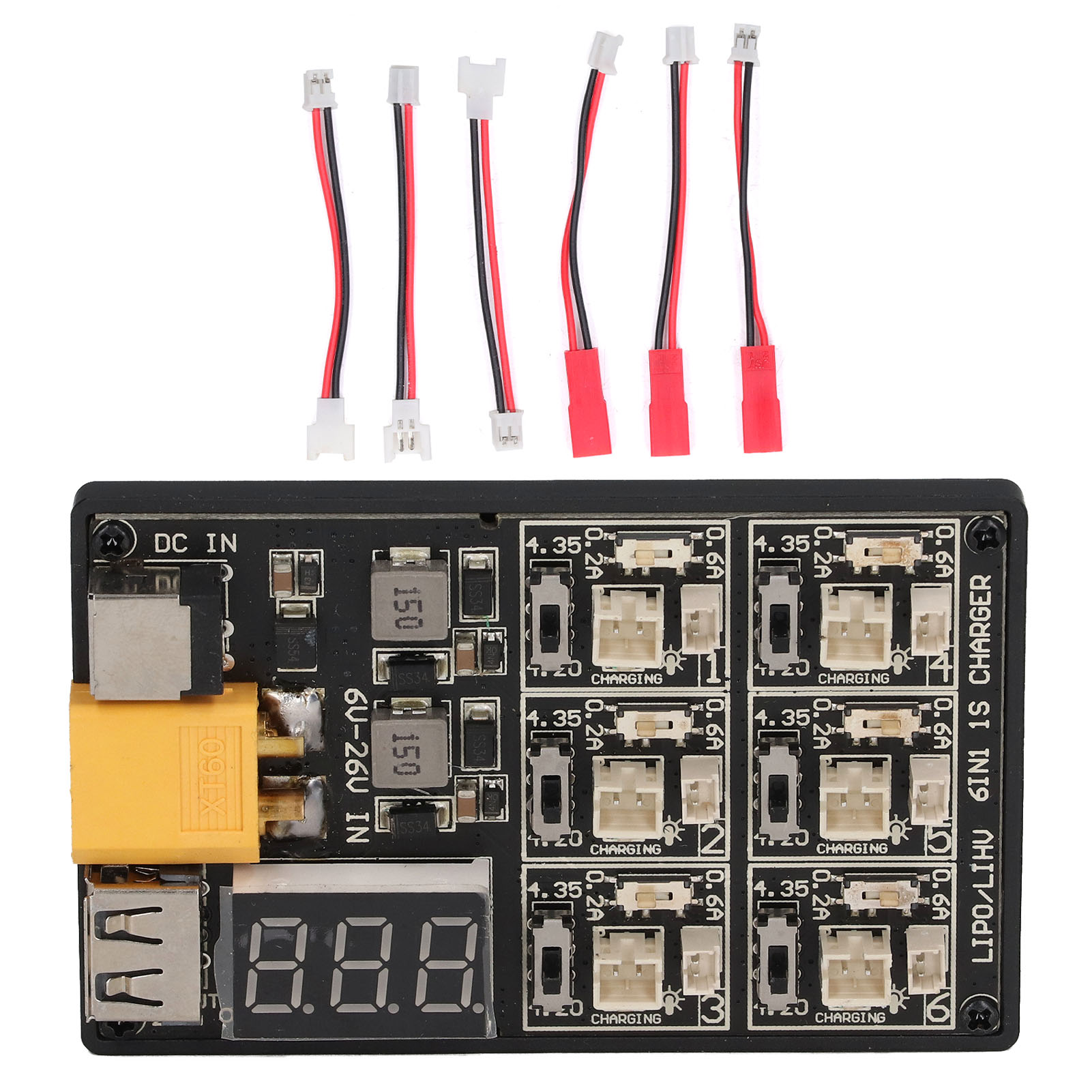6-in-1 1s-akkuladeplatine, Hocheffiziente Ladeplatine Für Lipo-akkus, Balancer-ladeplatine