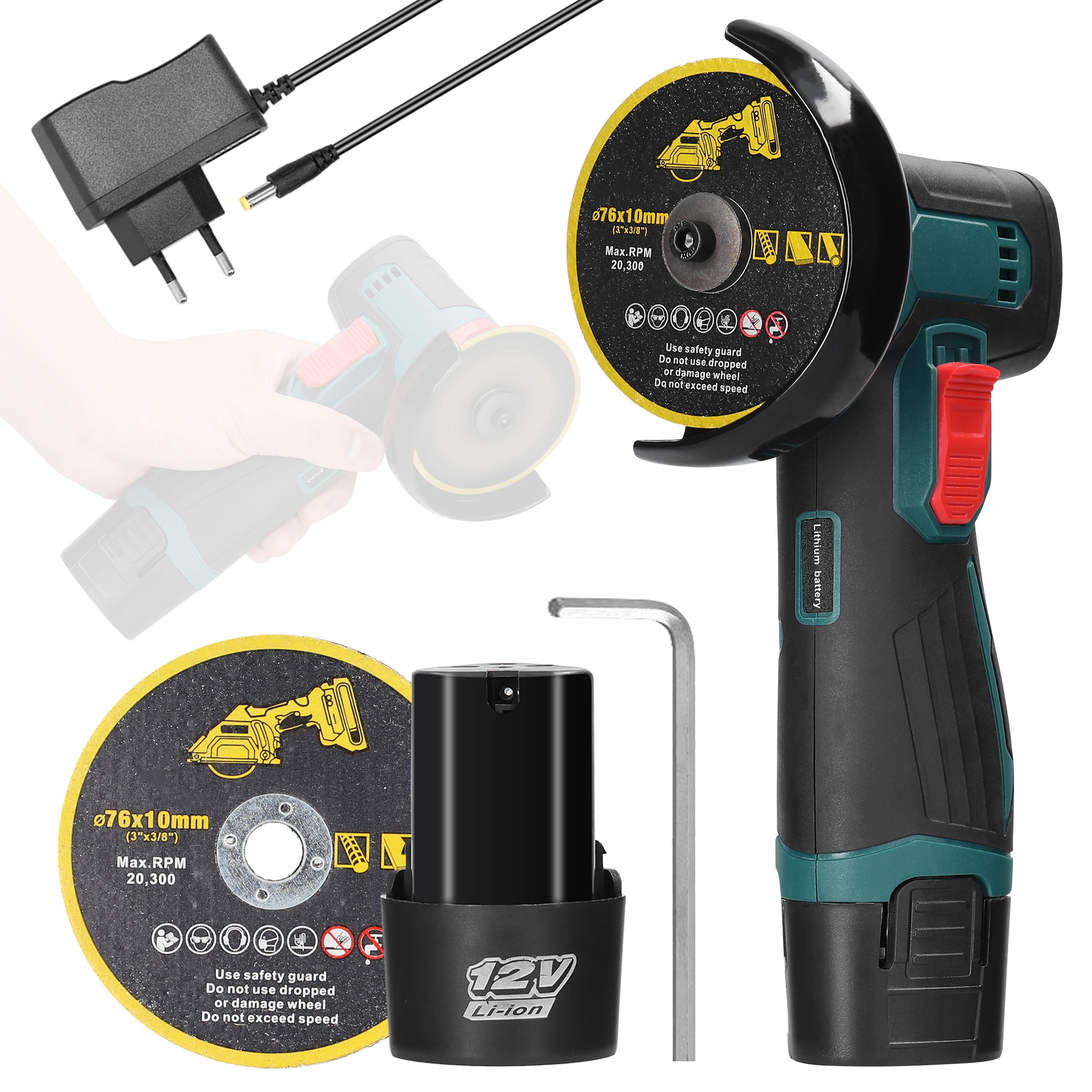 3-zoll-elektroschleifer Mit Bürstenmotor, Multifunktionaler Winkelschleifer, Tragbares Werkzeug Mit Lithium-akku, Universalgerät Zum Schneiden Und Polieren Von Fliesen, Holz, Stein Und Stahl.