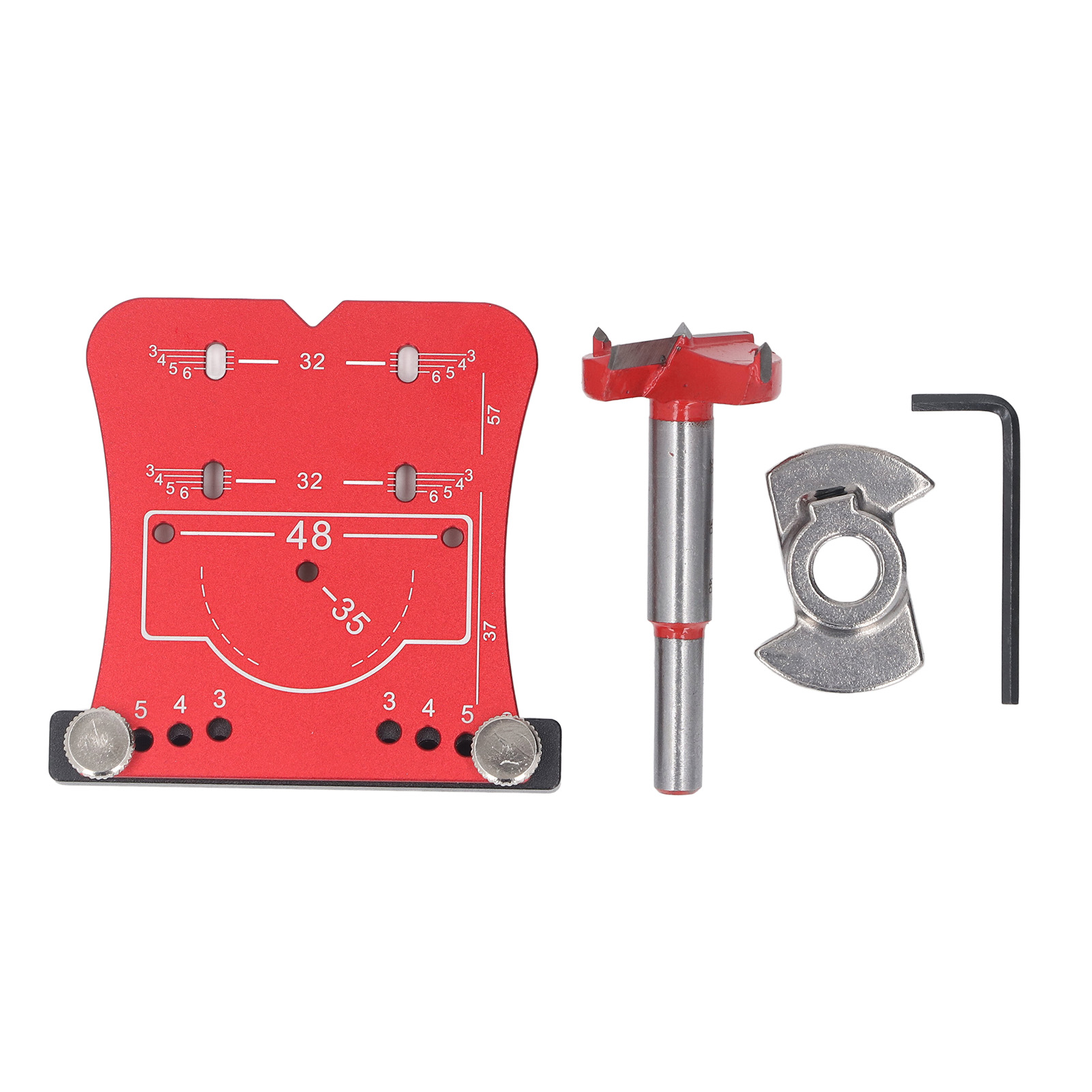 Werkzeug Zum Öffnen Von Scharnierlöchern Aus 35-mm-aluminiumlegierung, Schnellpositionierungs-bohrschablone Und Rotes Bohrer-set