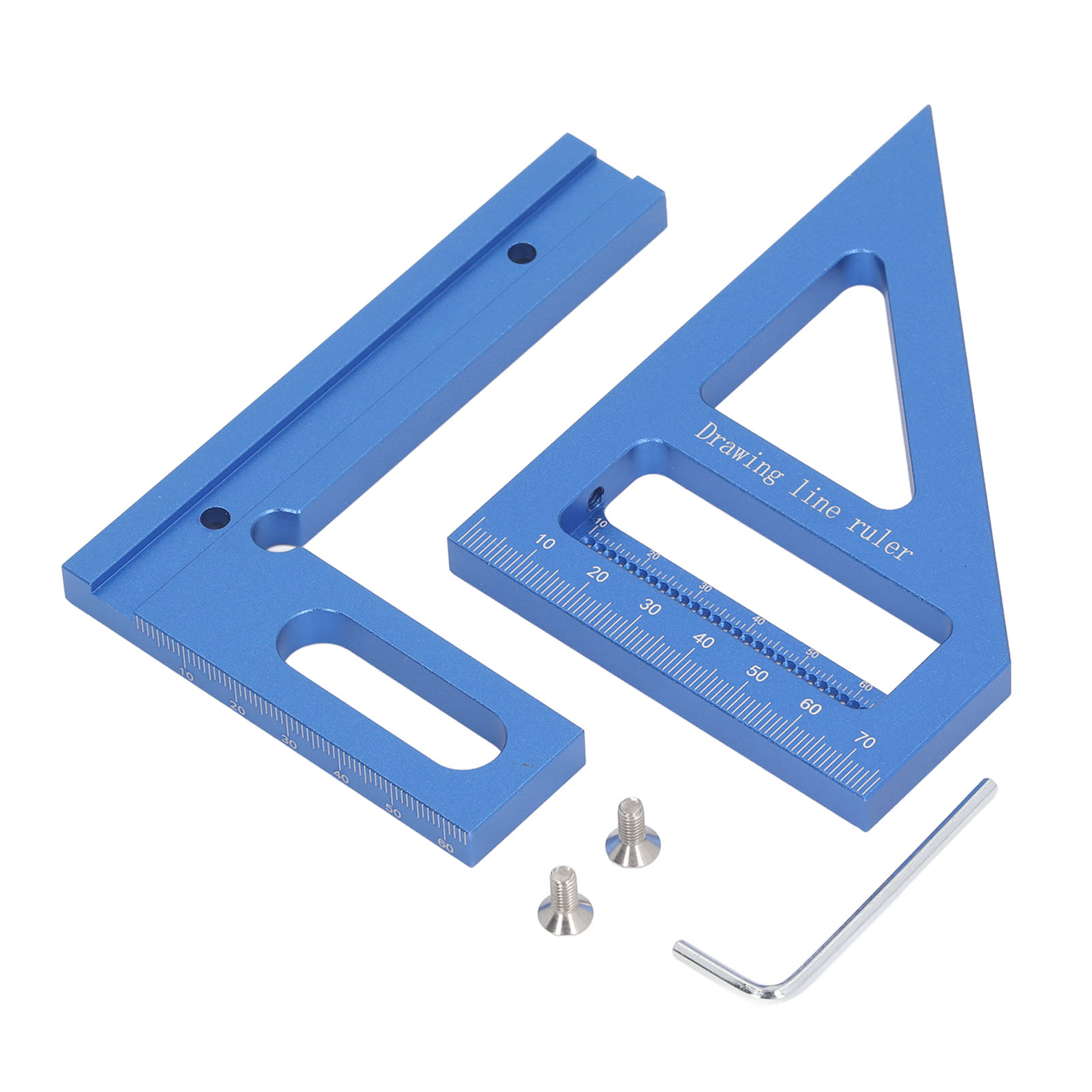 3d-mehrwinkel-messwinkel 45°/90° Aus Aluminiumlegierung Für Die Holzbearbeitung, Blauer Winkelmesser
