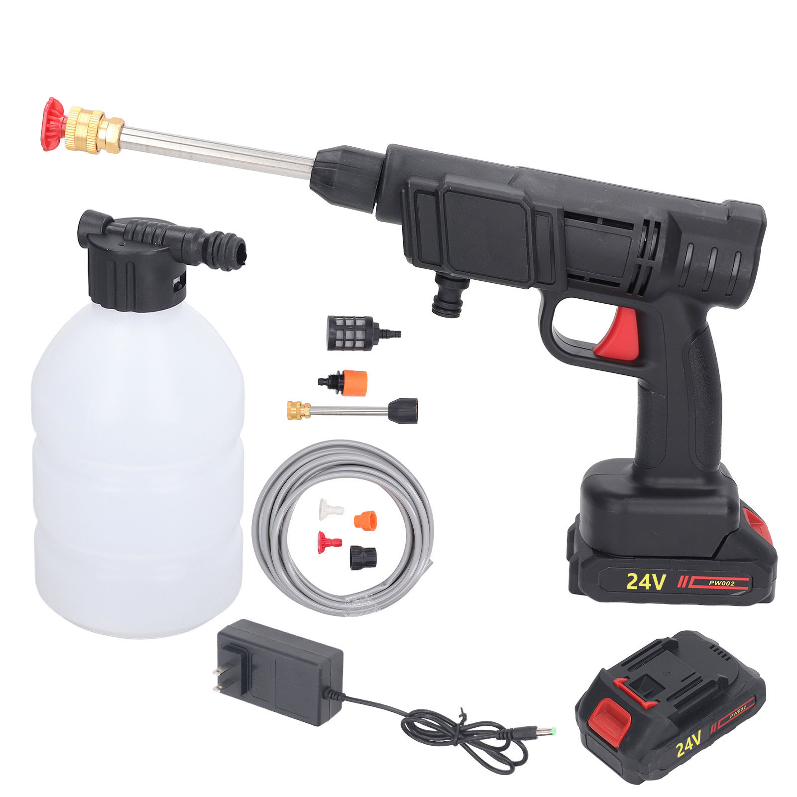 Akku-hochdruckreiniger (450 Psi) Mit Sprühdüse, Lithium-akku, Wasserpistole Und 100–240-v-us-stecker