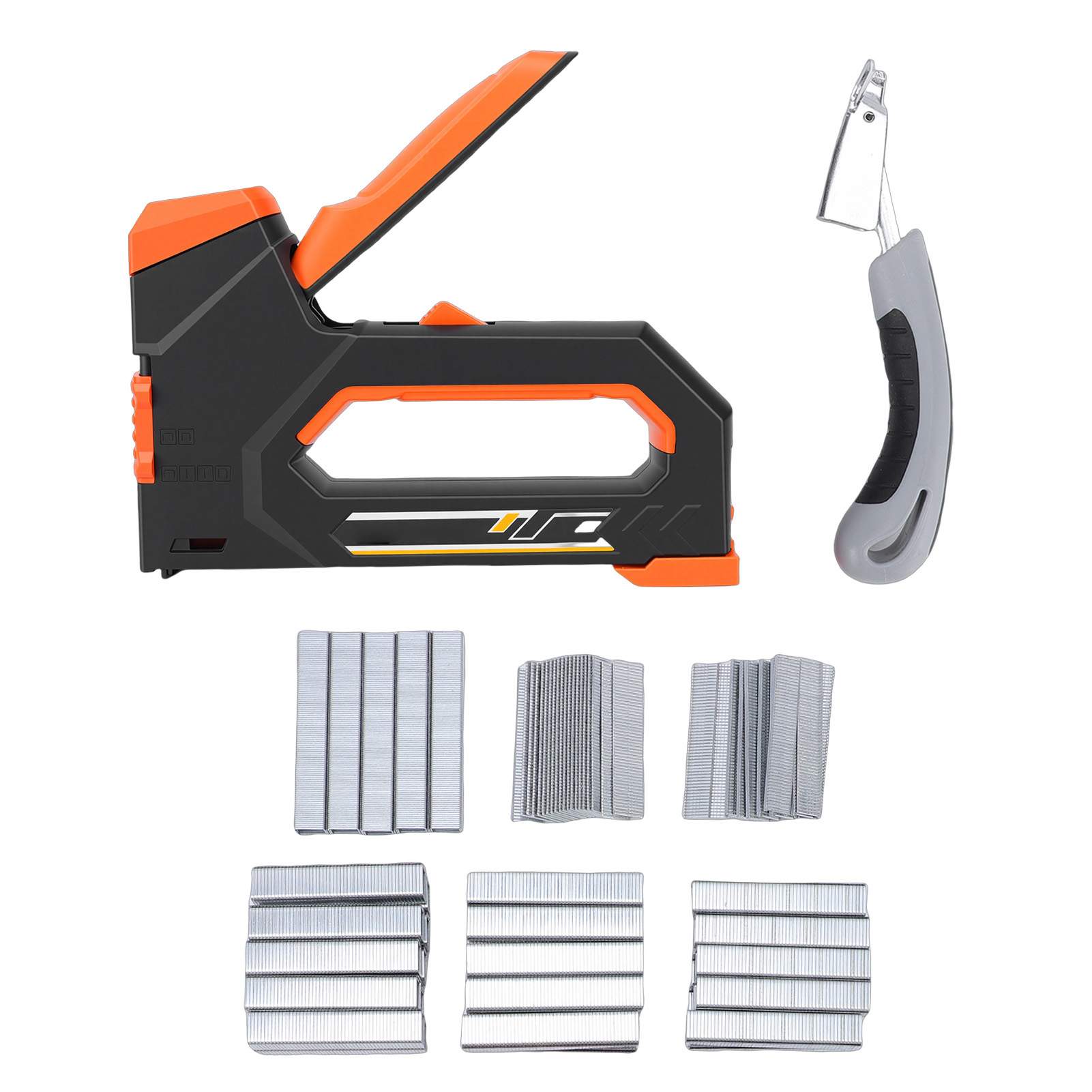 Hochleistungs-6-in-1-heftgerät Mit 6 Nageltypen Und Klammerentferner Zum Befestigen Von Materialien, Für Dekorationsarbeiten, Holzbearbeitung Und Möbelbau.