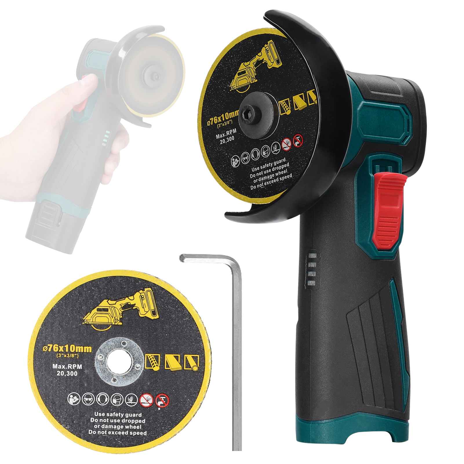 3-zoll-elektroschleifer Mit Bürstenlosem Motor, Multifunktionaler Winkelschleifer, Tragbares Werkzeug Mit Lithium-akku, Universalwerkzeug Zum Schneiden Und Polieren Von Fliesen, Holz, Stein Und Stahl.