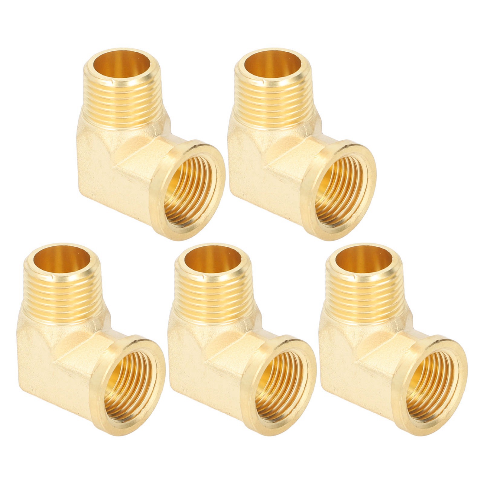 Set Mit 5 Messing-90°-winkelstücken, 1/2"-npt-rohrverschraubungen (außen- Und Innengewinde), Sanitärzubehör