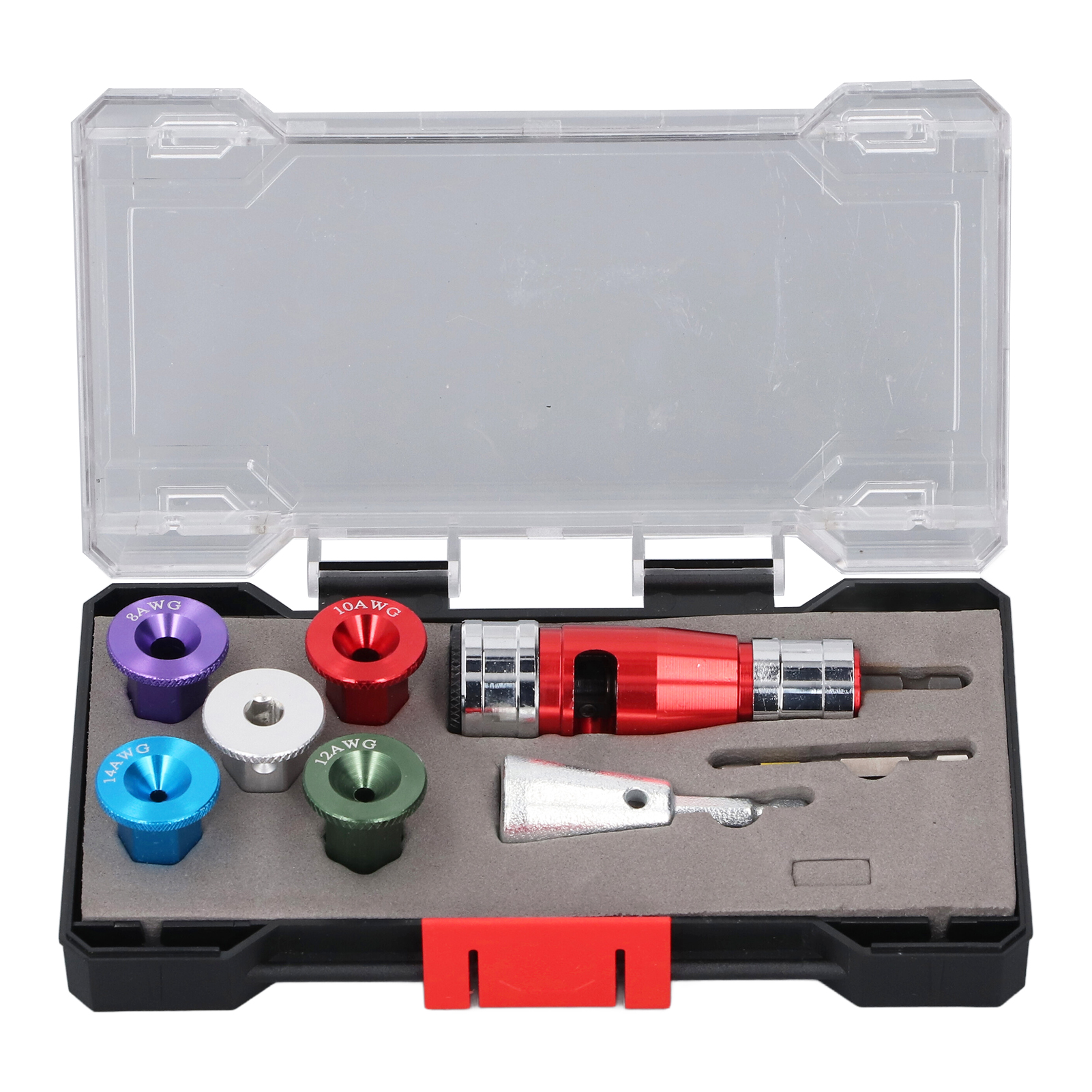 Set Aus 8 Abisolier- Und Verdrillzangen Aus Aluminiumlegierung Für Drähte Der Querschnitte 6, 8, 10, 12 Und 14 Awg.