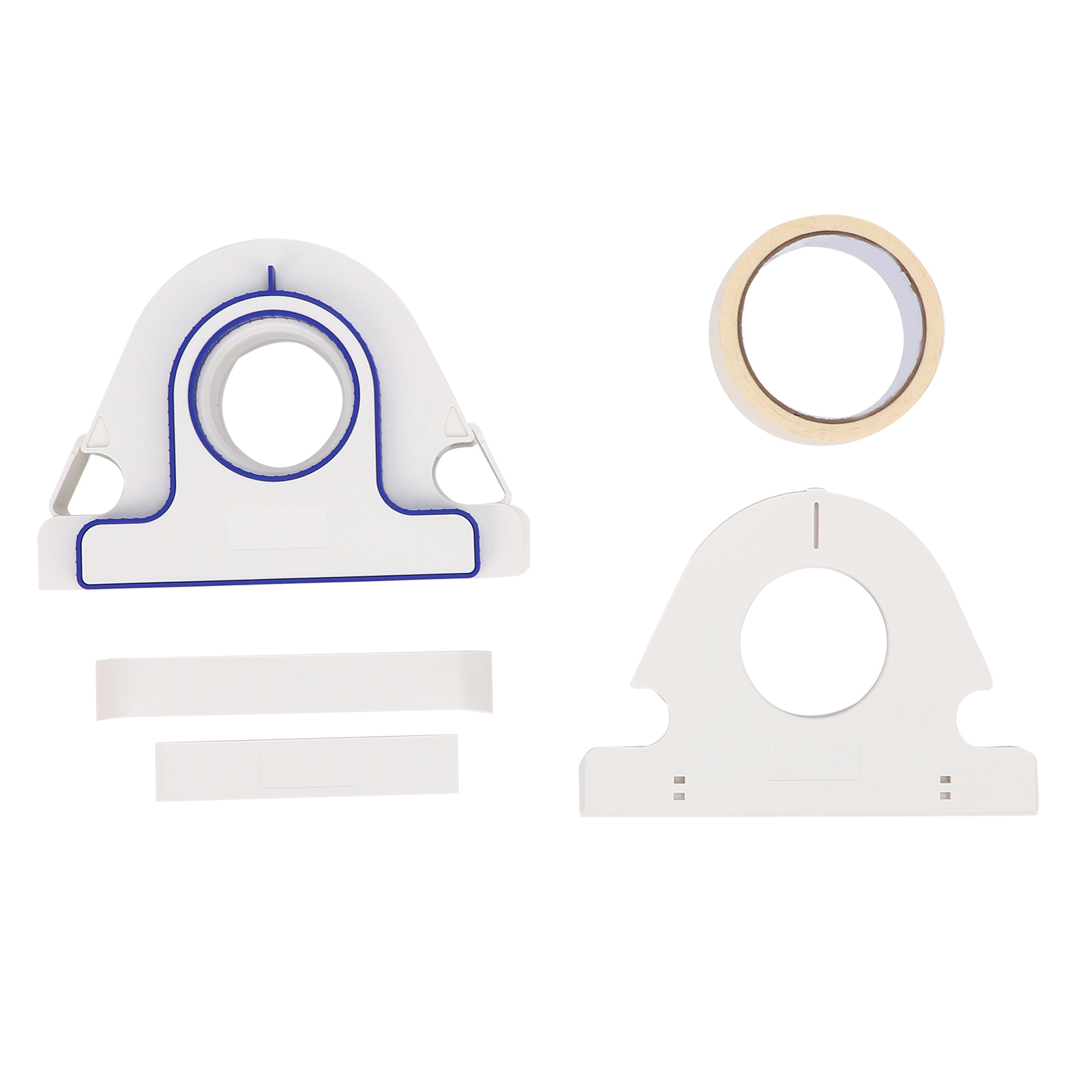 Abklebebandapplikator Und 25 Mm Breite Weiße Klebebandrolle, Abroller Und Bandschneider Für Farbe, Ideal Für Die Fenster- Und Türgestaltung.