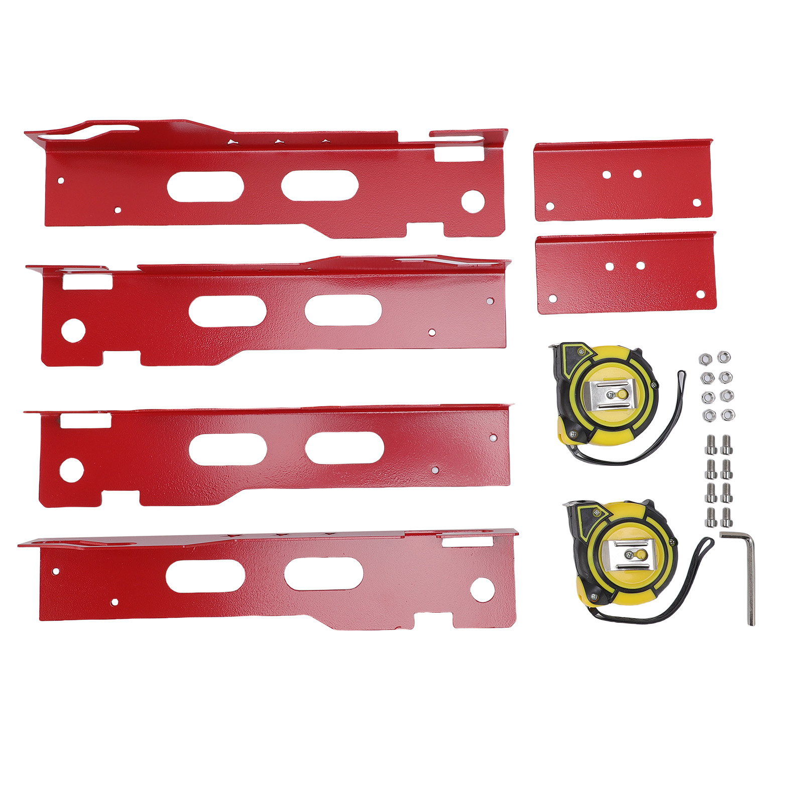 2-teiliges Achsvermessungswerkzeugset, Sturzplatten Aus Legiertem Stahl Mit 2 Universellen Kfz-maßbändern (rot).