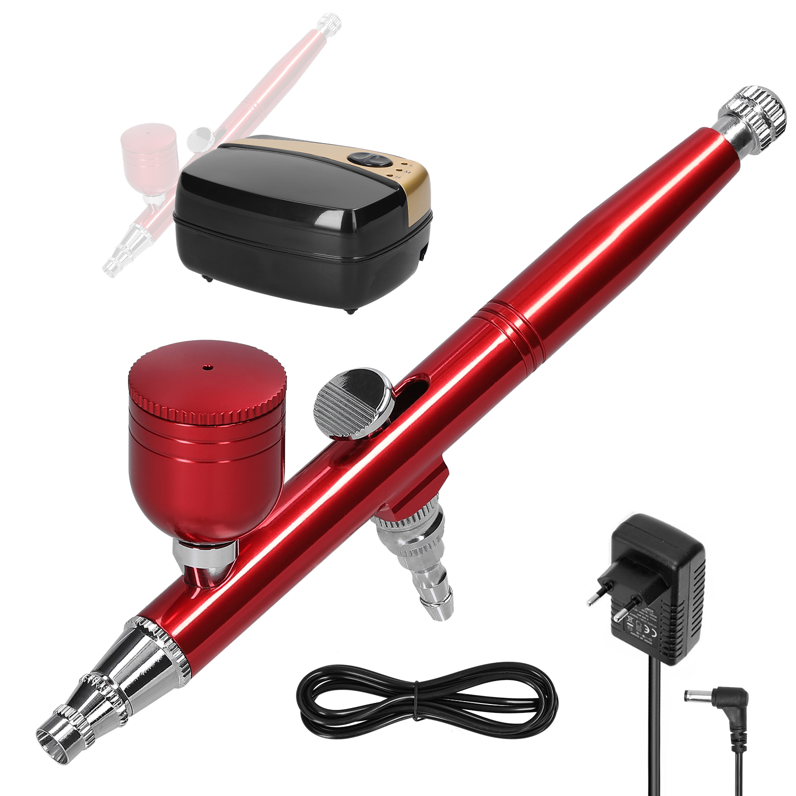 Professionelles Multifunktions-airbrush-set Mit 18-psi-kompressor, 3-stufiger Pumpe Und Airbrush-stift. Ideal Für Modellautos, Make-up, Nageldesign, Malerei Und Tortendekoration. Verwendung Mit Einem