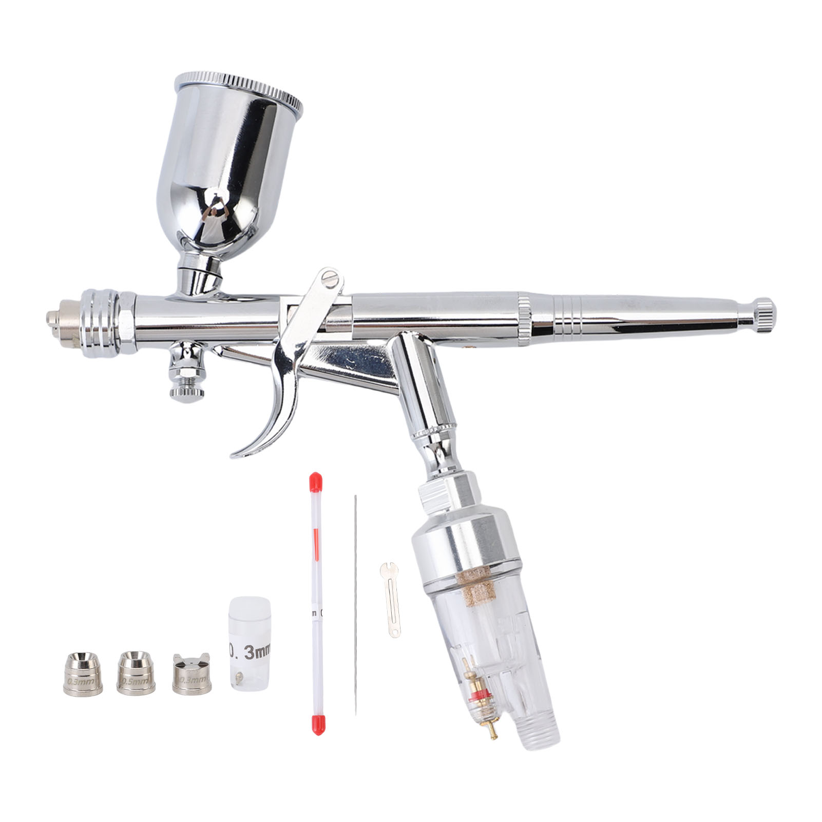 Doppelwirkendes Schwerkraft-airbrush-set Mit 0,3 Mm Schnellwechseldüse Und 15-ccm-farbbecher Zum Malen Und Zeichnen.