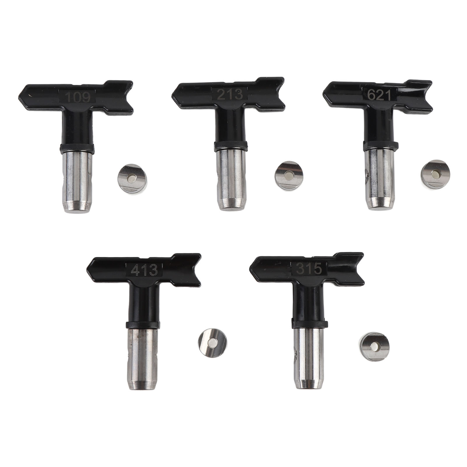 Satz Mit 5 Düsen Für Airless-farbspritzpistolen, Ersatzteile Für Lackiermaschinen, Schwarze Düsen 109 213 315 413 621