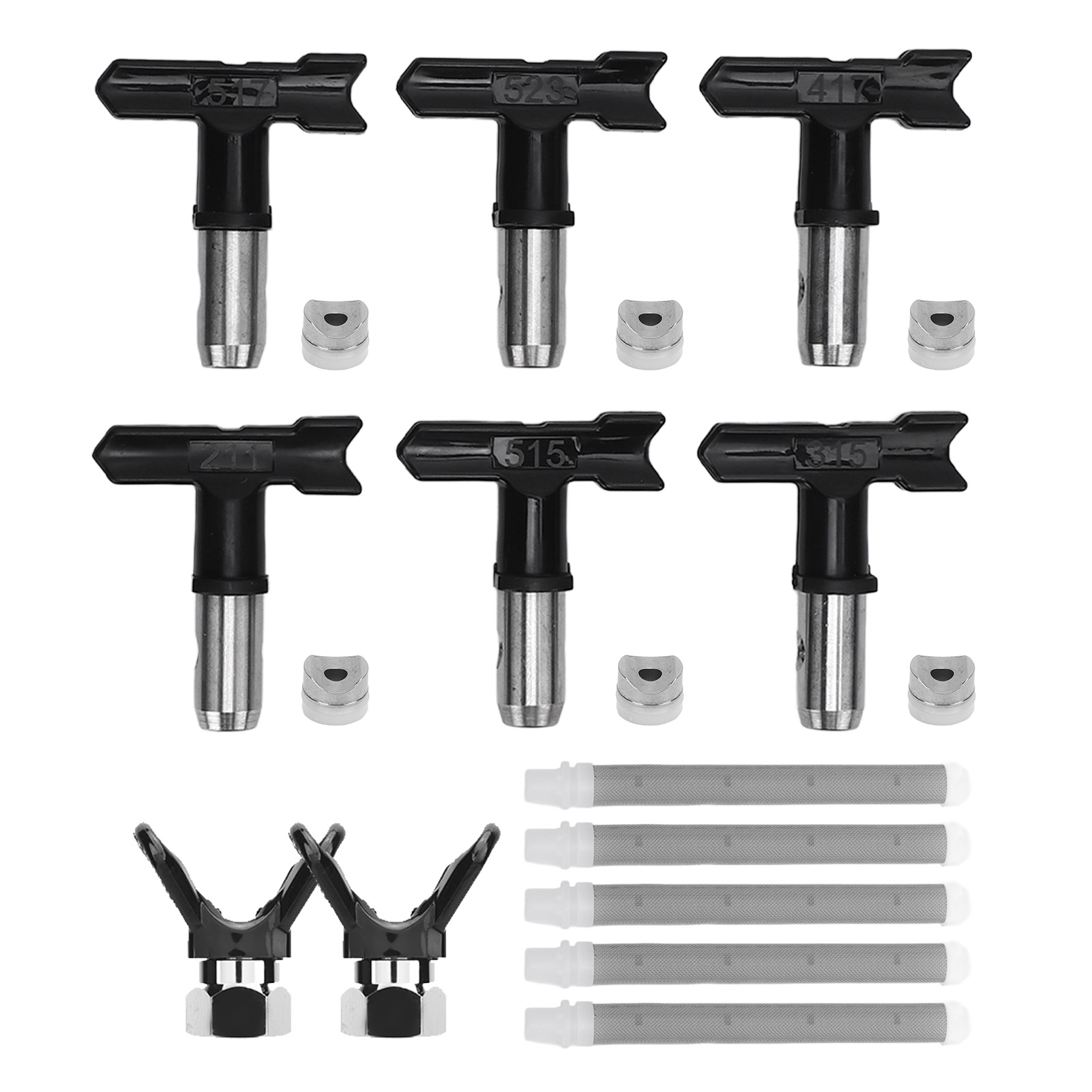 Airless-sprühset Mit Düsen 211, 315, 417, 515, 517 Und 523, 5 Filtern Und 2 Düsenhaltern Für Die Inneneinrichtung