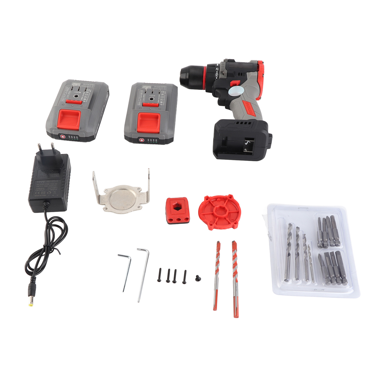 Wiederaufladbare Elektrische Bohrmaschine (21 V) Mit Akku Und Ladegerät, 55 Nm Drehmoment, 20+1 Drehmomenteinstellungen, 2 Variable Drehzahl-schrauberbits Und Led-lichtset.