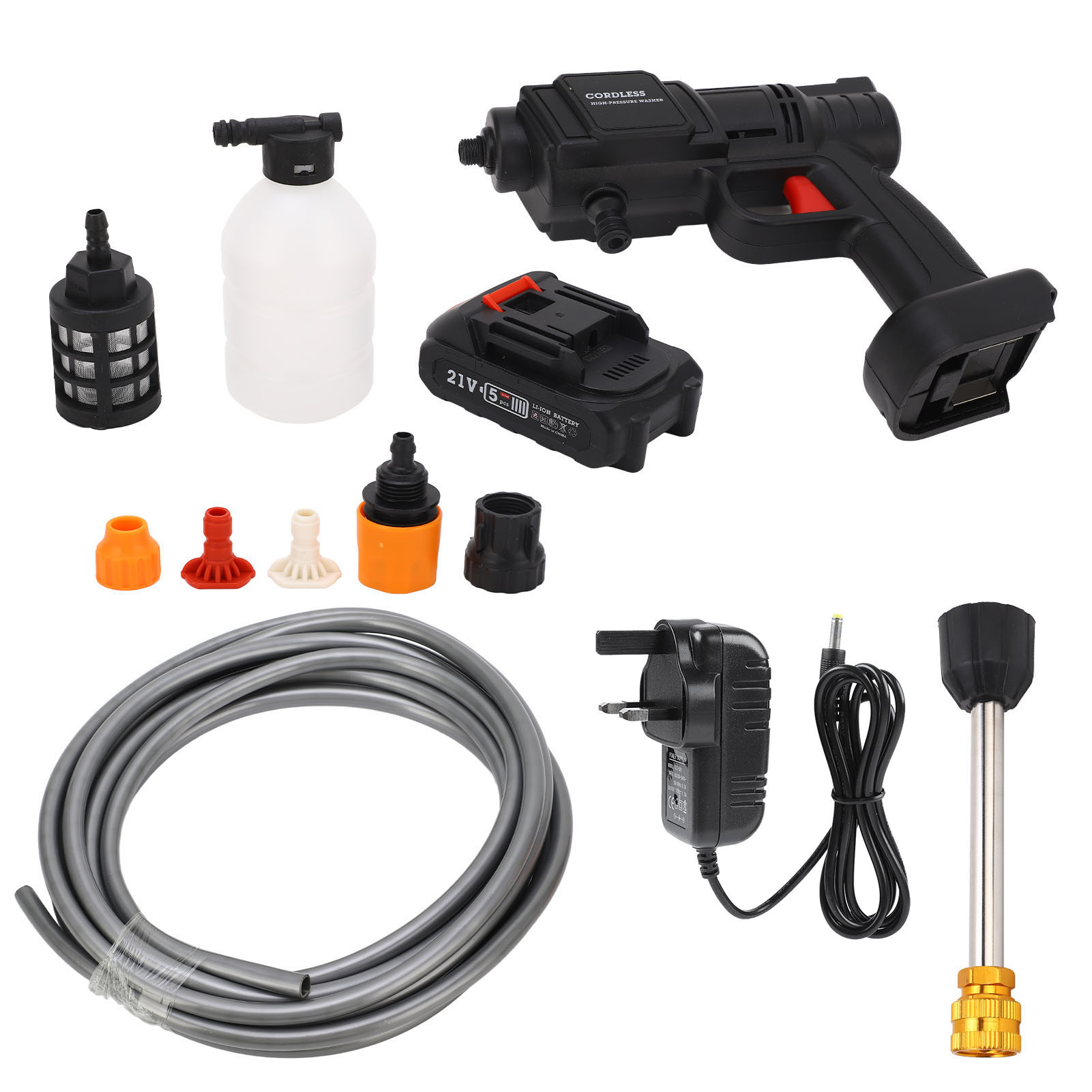 Akku-auto-hochdruckreiniger, Multifunktionaler Tragbarer Elektrischer Hochdruckreiniger 100–240 V, Uk-stecker