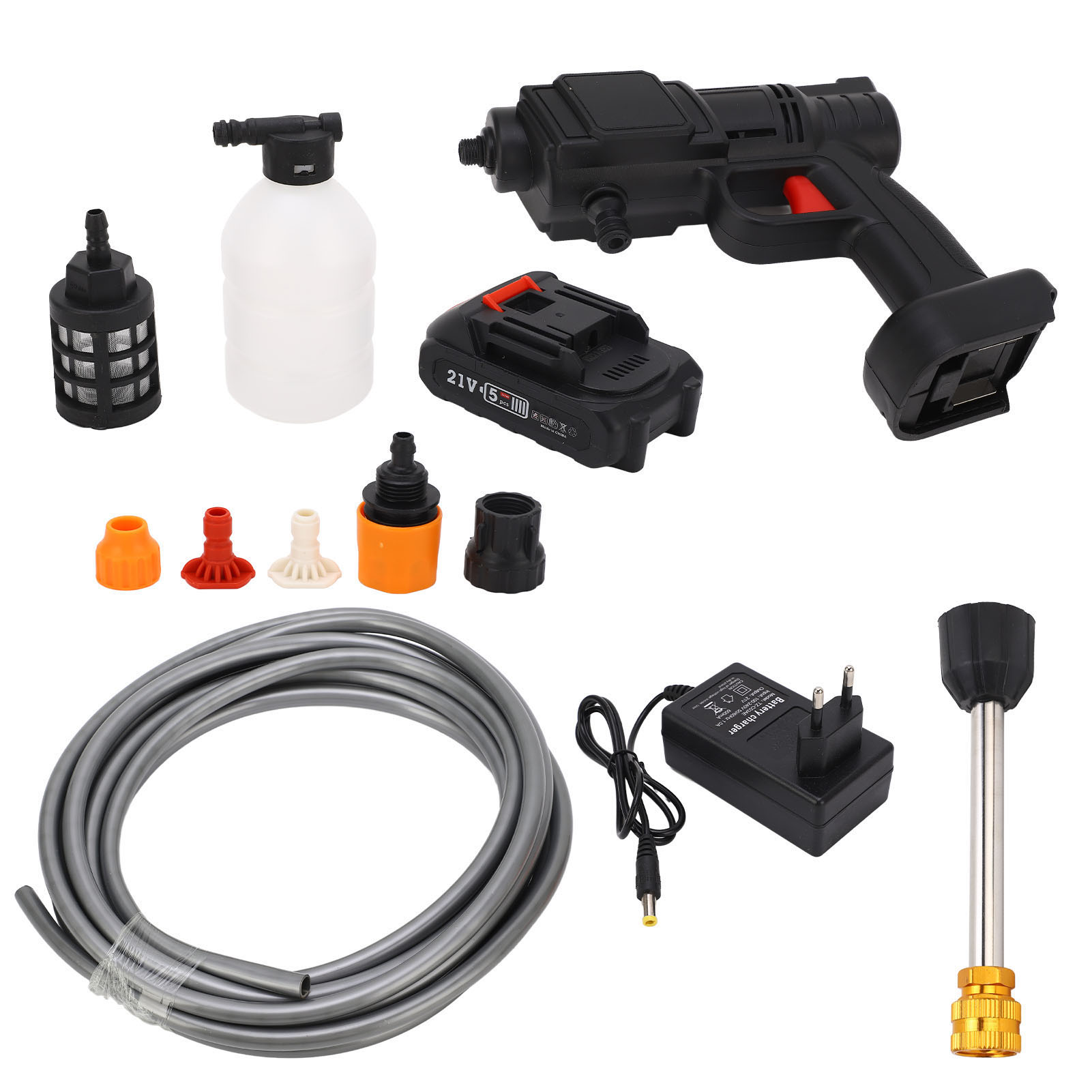Akku-hochdruckreiniger Für Autos, Multifunktionaler Tragbarer Elektrischer Hochdruckreiniger 100–240 V, Eu-stecker