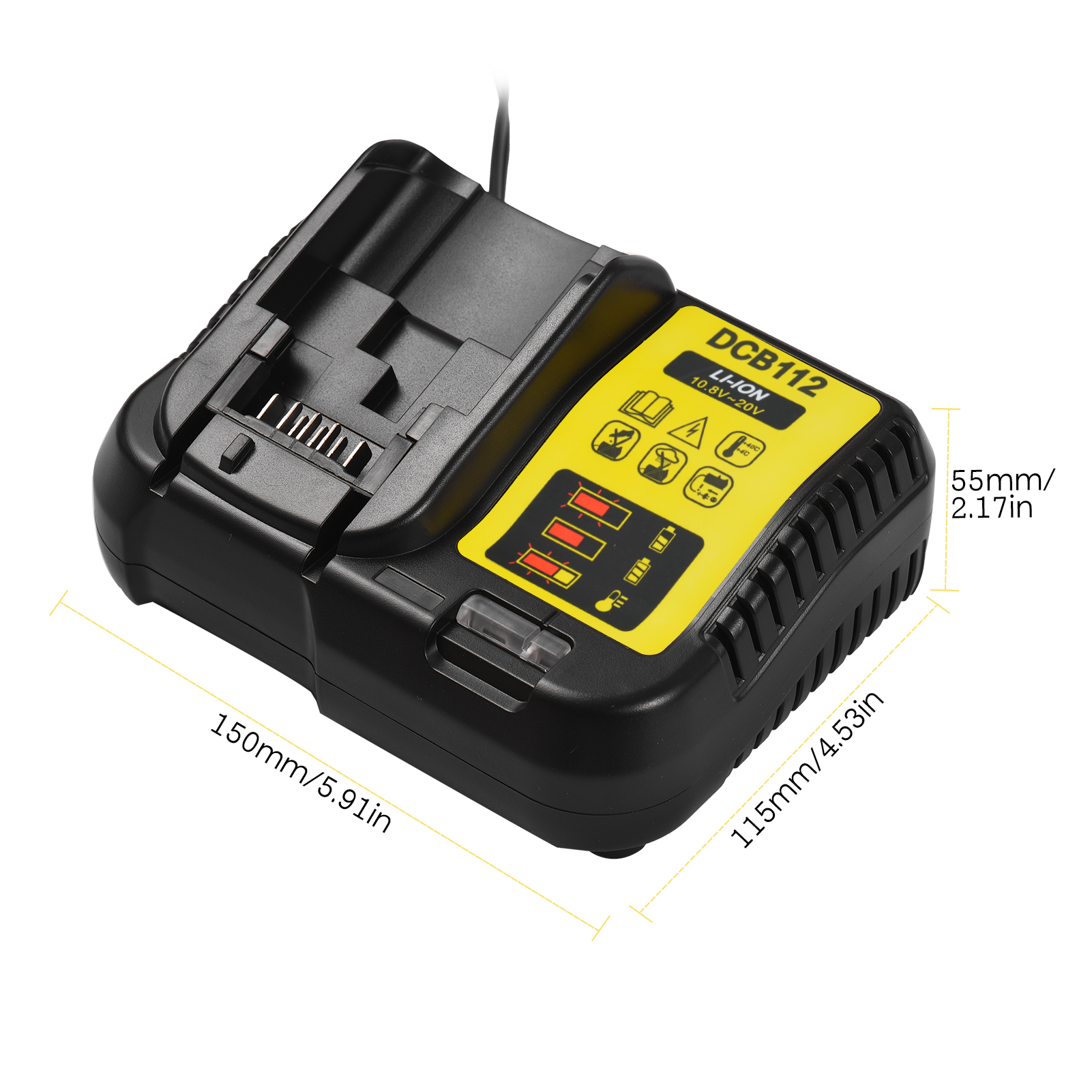 Ladegerät Für Elektrowerkzeuge, Lithium-ionen-ladegerät Kompatibel Mit Dewalt 12v-20v Li-ionen-akkus (us-stecker).
