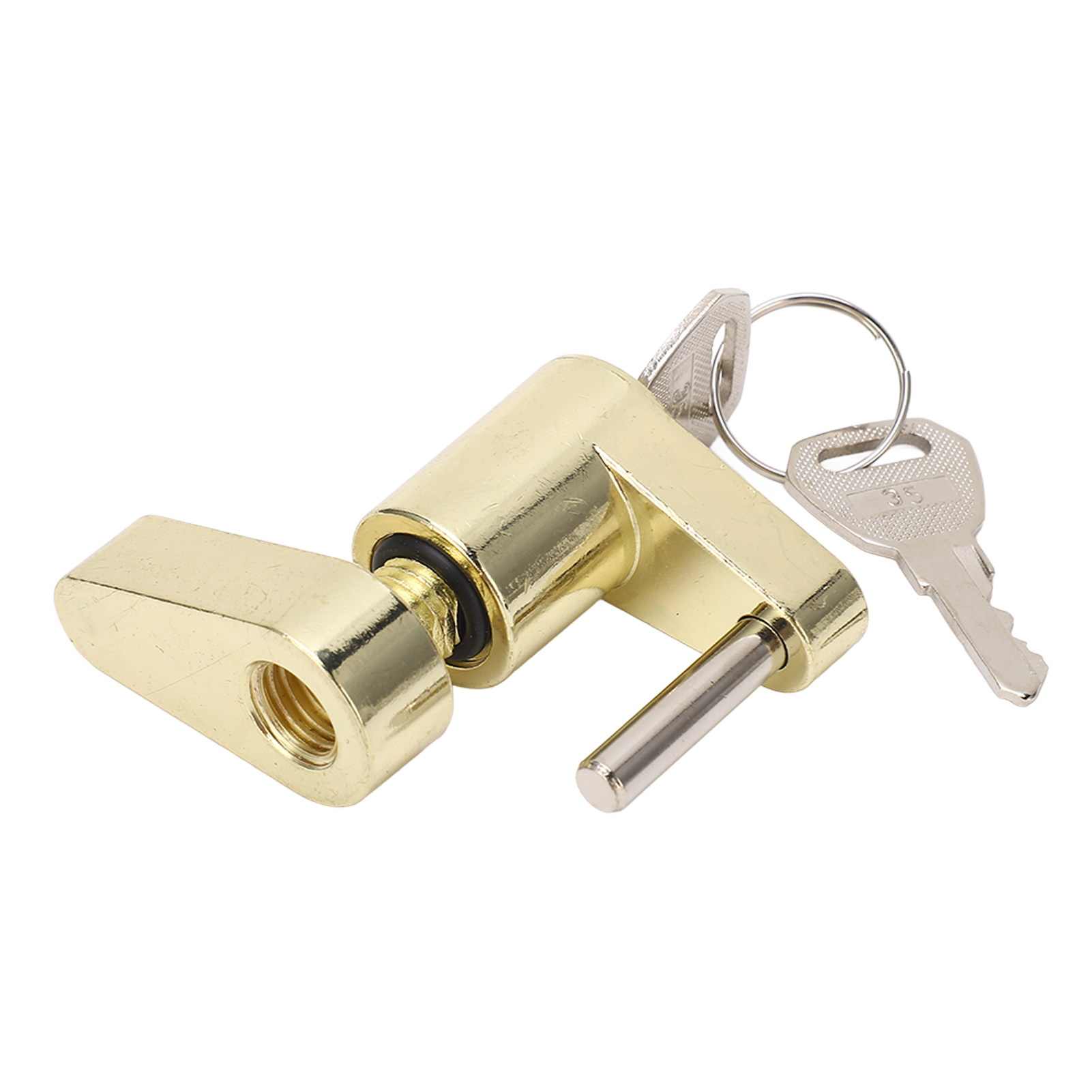 Robustes Und Vielseitiges Anhängerschloss Für Wohnmobile Und Lkws, Goldfarben.