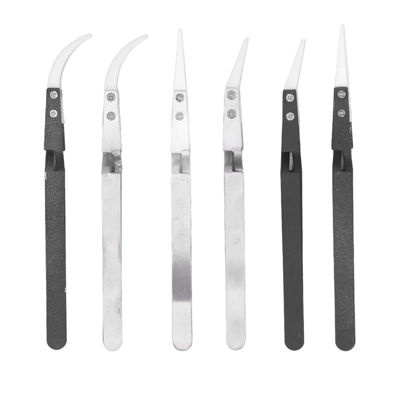 Set Aus 6 Antimagnetischen Lötklemmen, Spitz Und Gebogen, Aus Edelstahl Und Keramik, Hitzebeständig.