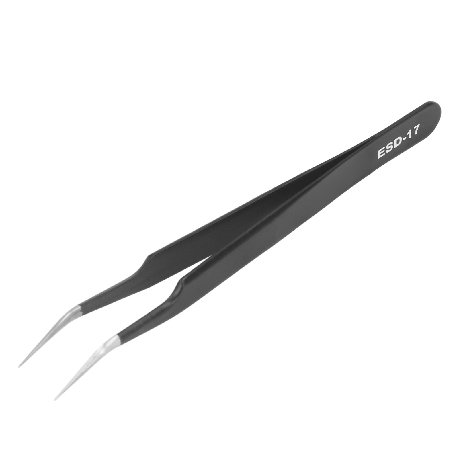 Antistatische, Nichtmagnetische Pinzette Aus Edelstahl Mit Abgewinkelter Spitze Für Die Augenbrauen, Smd Esd-17