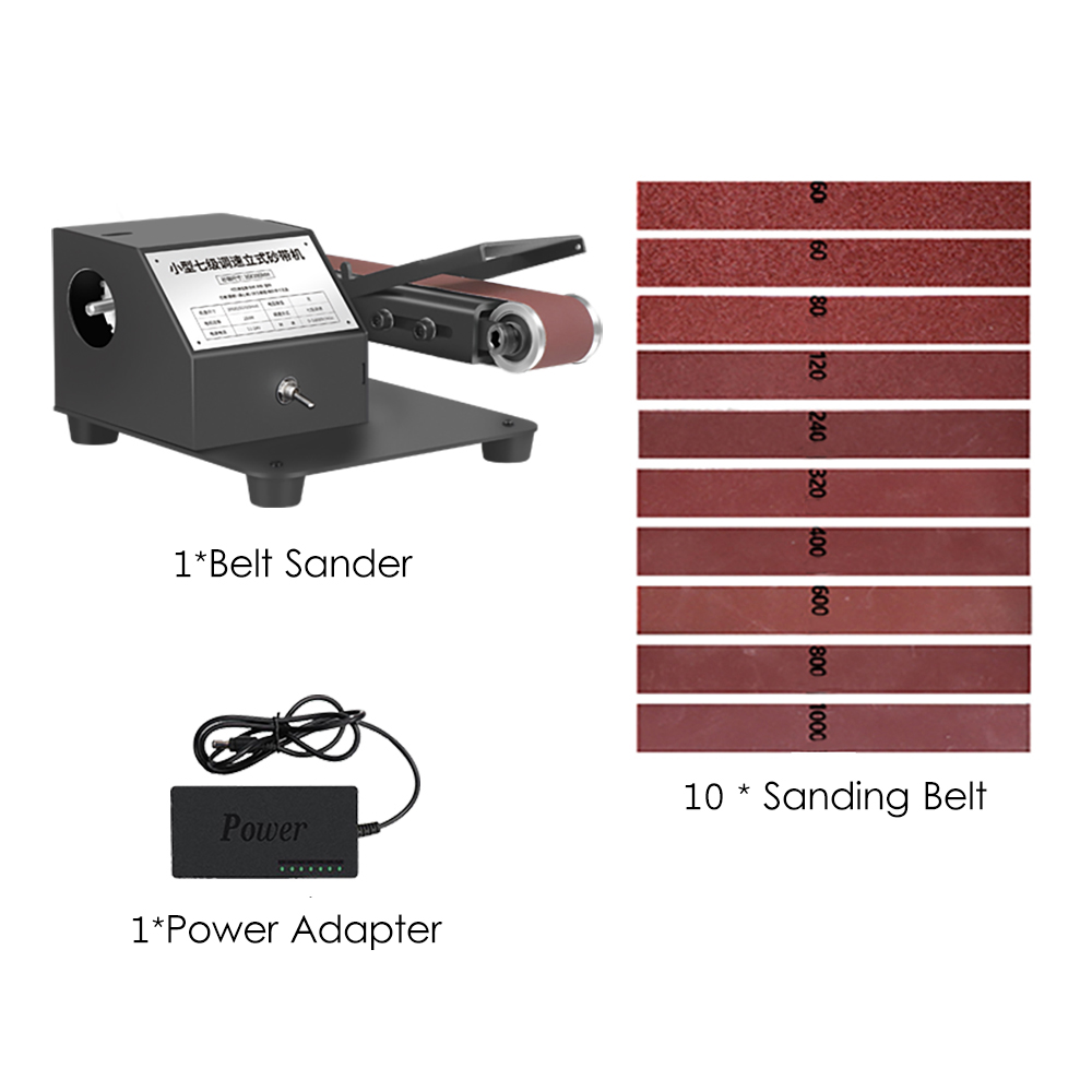 Elektrischer Miniatur-bandschleifer, Vertikal Und Horizontal, 250 W, 7 Geschwindigkeiten, 10 Schleifbänder Im Lieferumfang Enthalten Zum Polieren Von Holz, Acryl Und Metall (bandabmessungen: 30 X 380