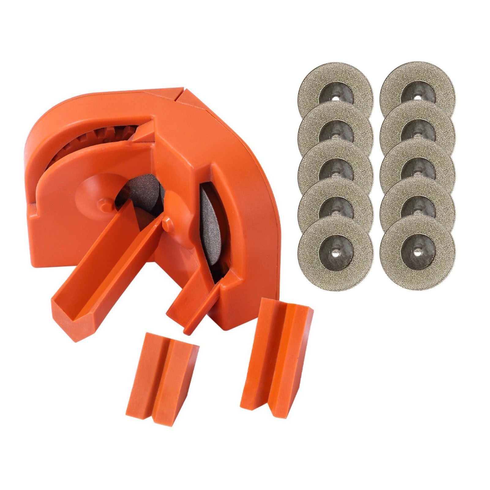 Hochpräzises Bohrer-schärfset, Bestehend Aus 10 Diamantscheiben Und 3 Hilfswerkzeugen (orange).
