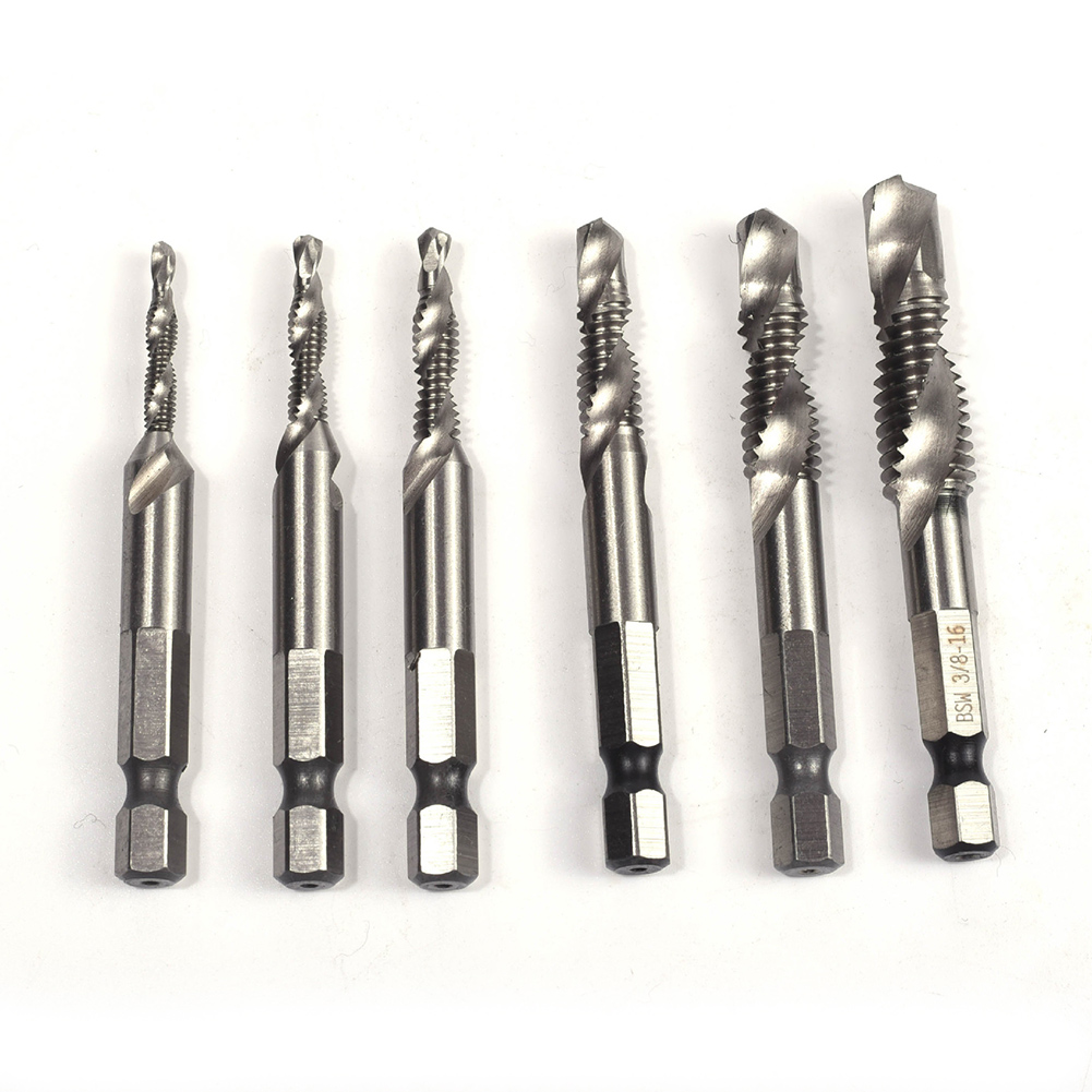 Set Mit 6 Gewindebohrern Aus Stahl, Schaftgrößen 1/4", 1/8", 5/32", 3/16", 1/4", 5/16", 3/8". Vielseitiges Werkzeug Zum Bohren.