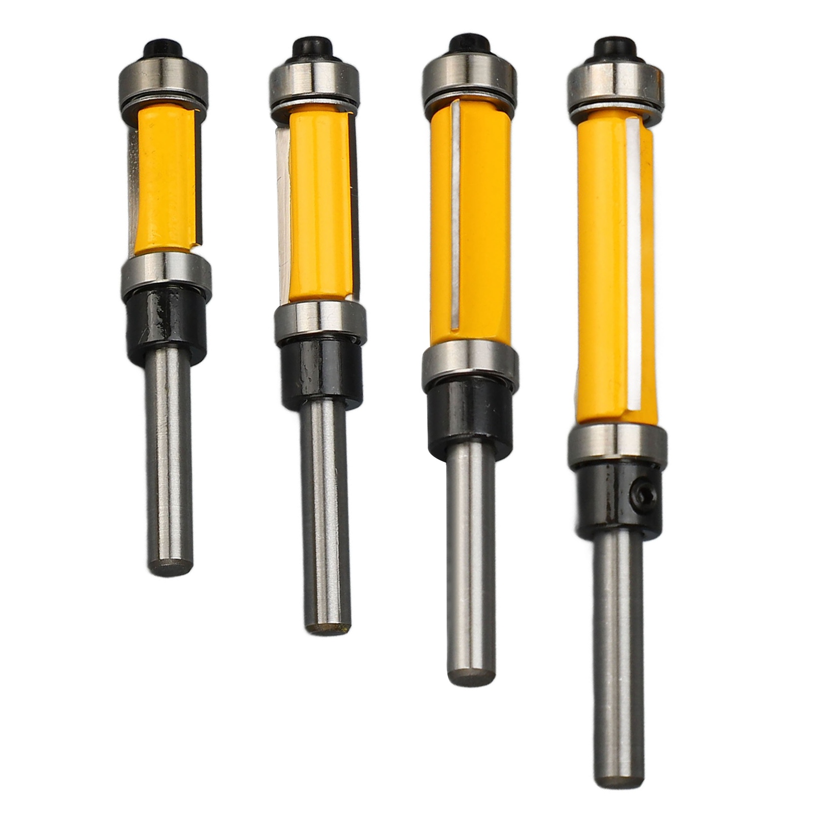 Set Mit 4 Bündigfräsern, 2 Schneiden, 1/4-zoll-schaft, 1/2-zoll-schnittdurchmesser, Bündigfräser Mit Oberen Und Unteren Lagern
