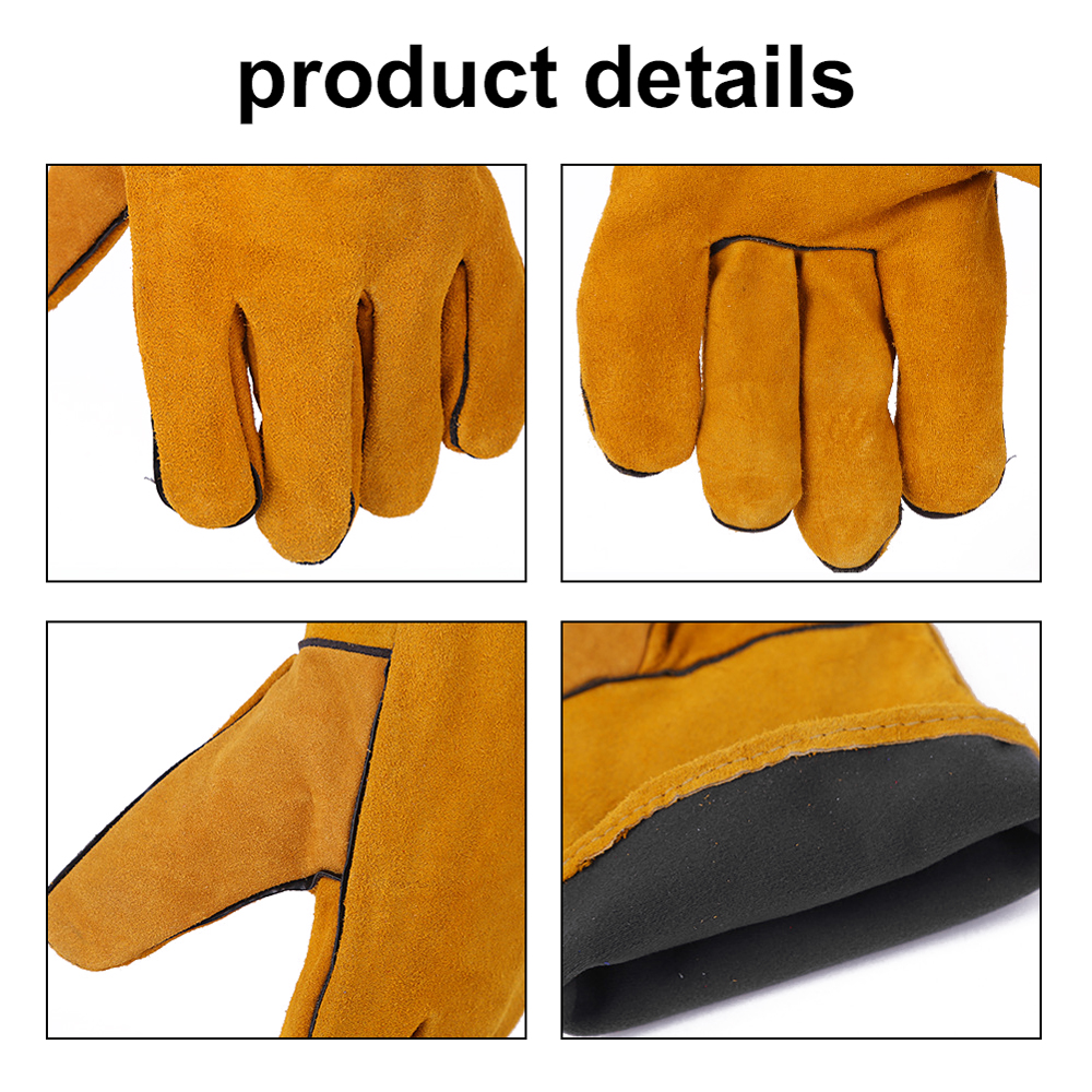 Schweißerhandschuhe, Wärmeisolierende Handschuhe, Hitzebeständige Lederhandschuhe, Handschuhe Für Camping, Picknicks, Grillen, Kochen, Backen Und Den Umgang Mit Tieren Im Freien