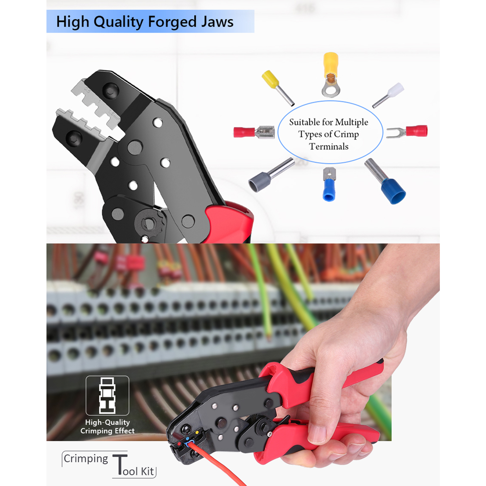 Crimpwerkzeug-set Mit Tasche, Ratschen-crimpzange Für Kabel Mit 4 Austauschbaren Einsätzen, Einstellbarem Crimpbereich, Multifunktions-crimpzange Für Verschiedene Arten Von Crimpanschlüssen