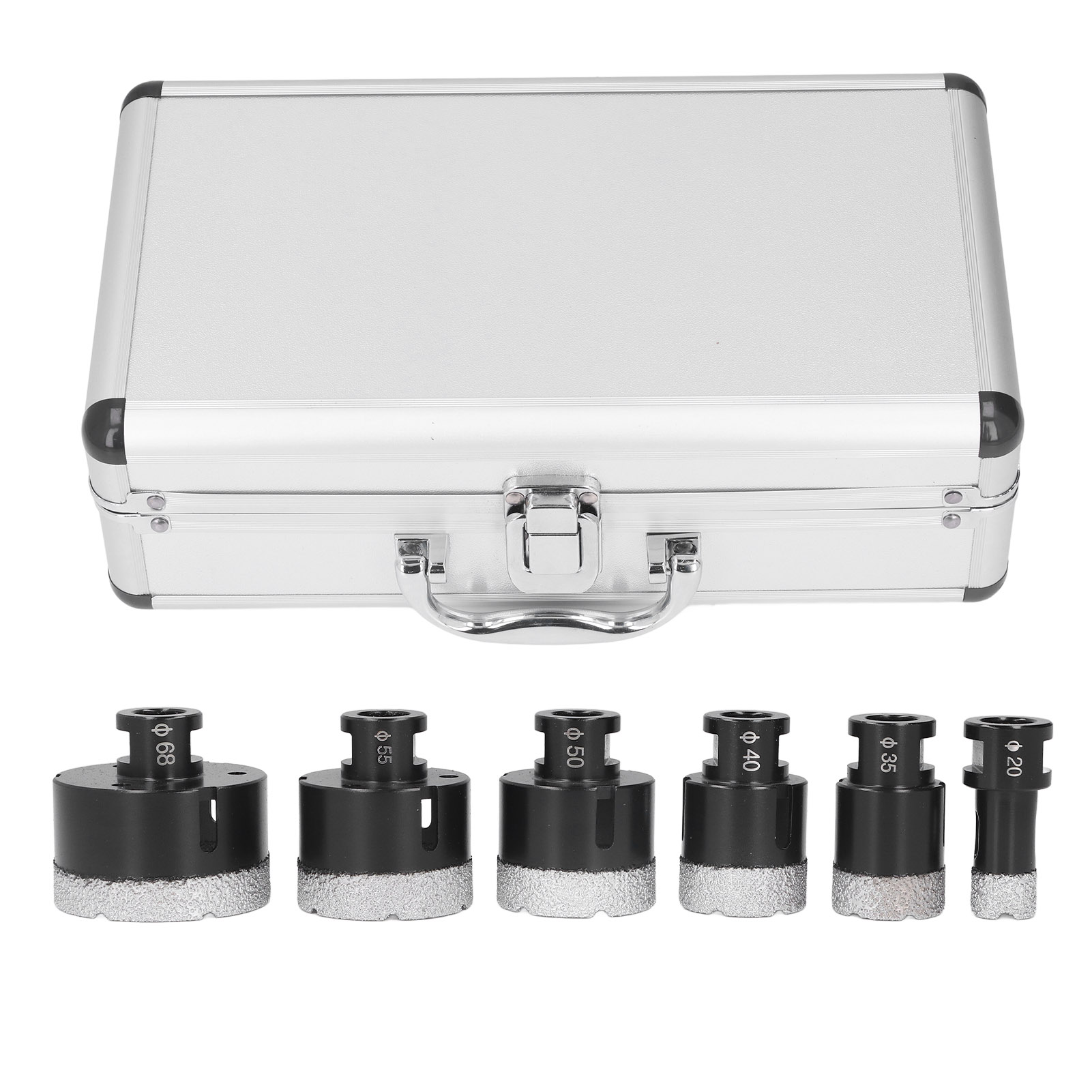 Set Mit 6 Diamant-lochsägen Für Winkelschleifer, M14-gewinde, Durchmesser 20, 35, 40, 50, 55 Und 68 Mm, Für Glas, Fliesen Und Marmor.