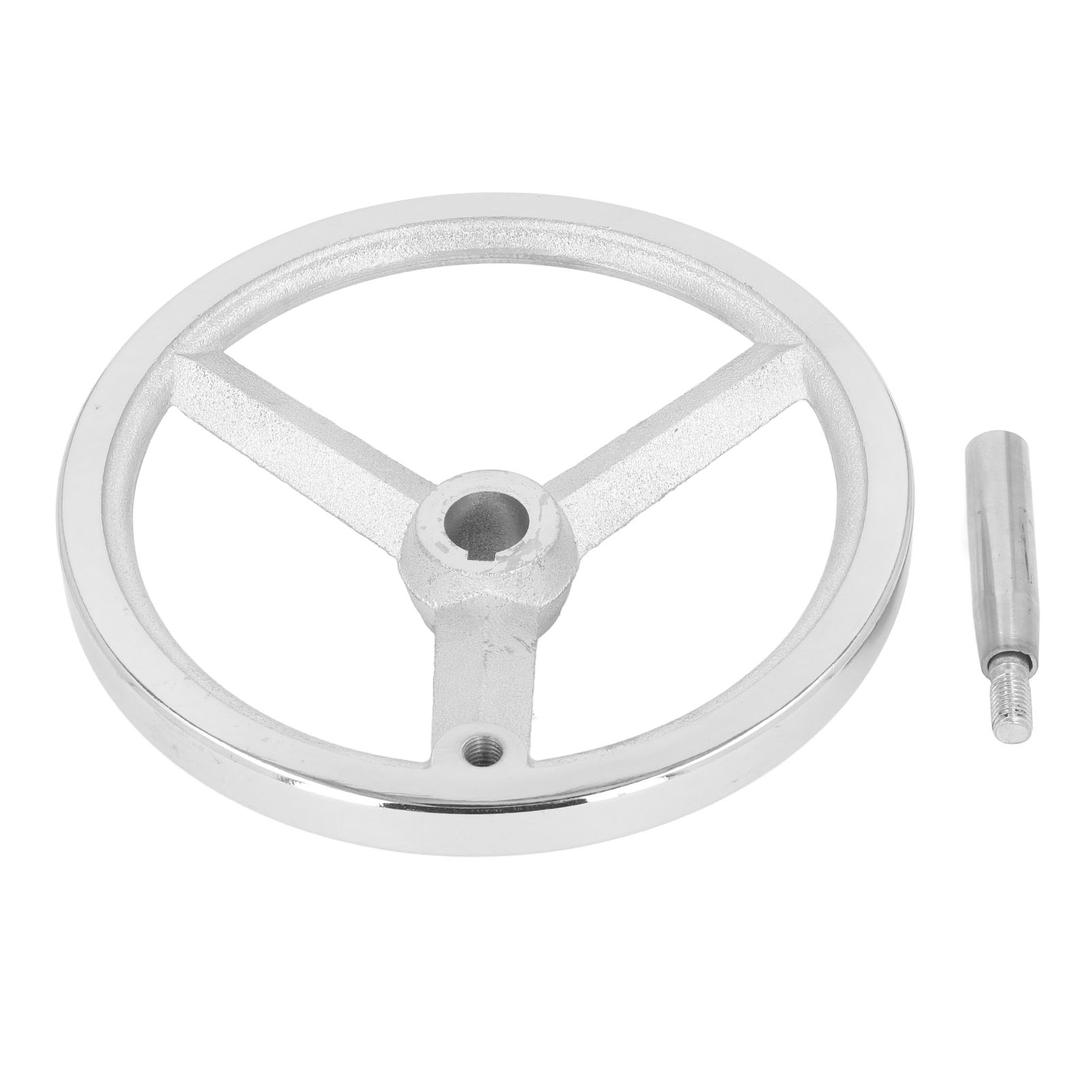 250 Mm Durchmesser Verchromtes 3-speichen-drehhandrad Aus Gusseisen Mit Drehgriff Für Dreh-, Fräs- Und Schleifmaschinen.