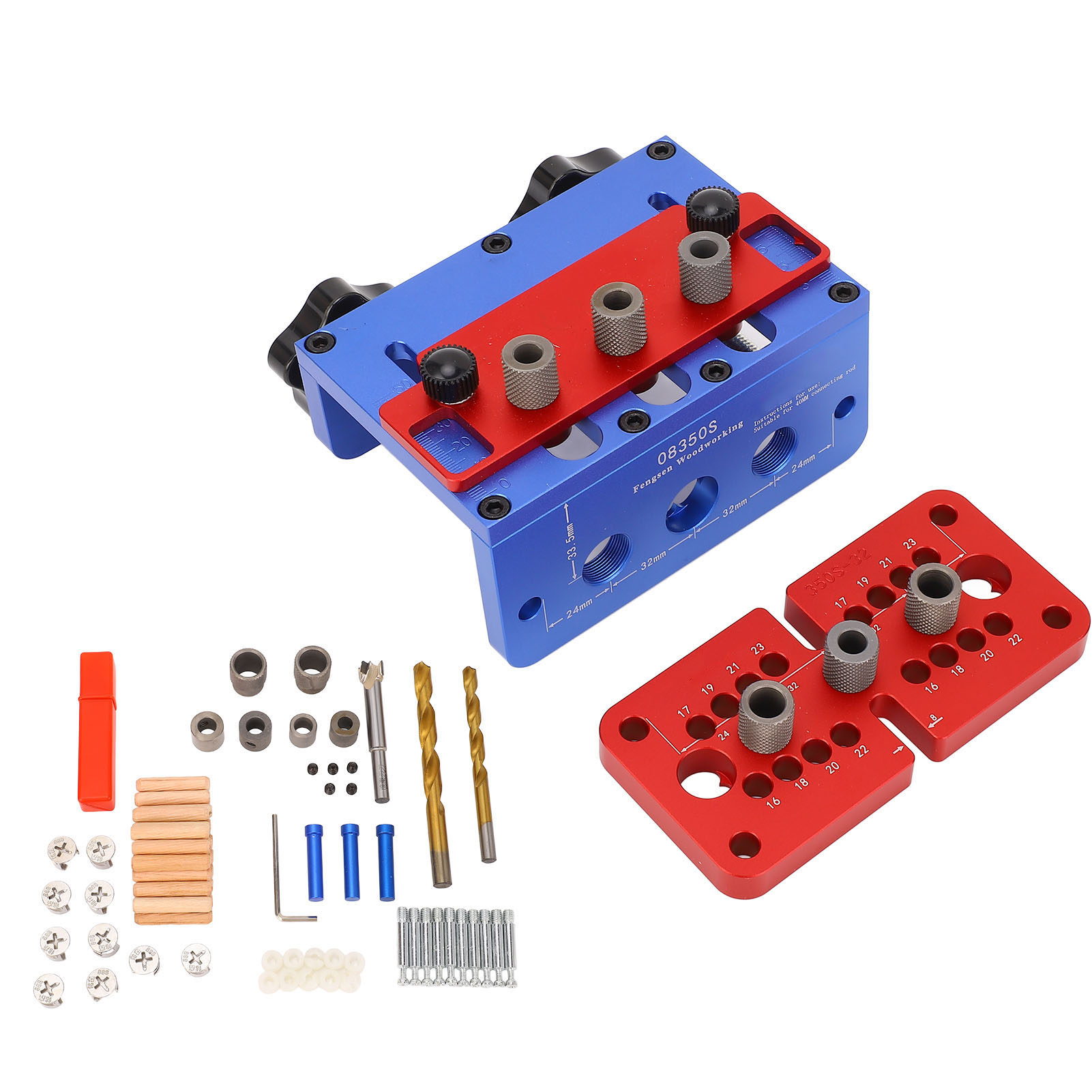 3-in-1-holzdübelbohrhilfe, Positionierungsvorrichtung Für Holzbearbeitung Und Möbelreparatur, Bohrer- Und Nockenset.