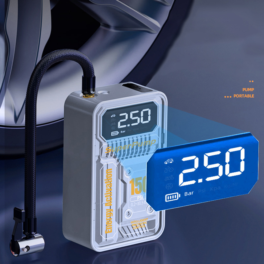 3-in-1-autoluftpumpe, Tragbarer Elektrischer Reifenfüller Mit Digitalanzeige, Led-licht, Powerbank Und Druckvoreinstellung. Ideal Zum Aufpumpen Von Autoreifen, Fahrradreifen Und Aufblasbaren Bällen.